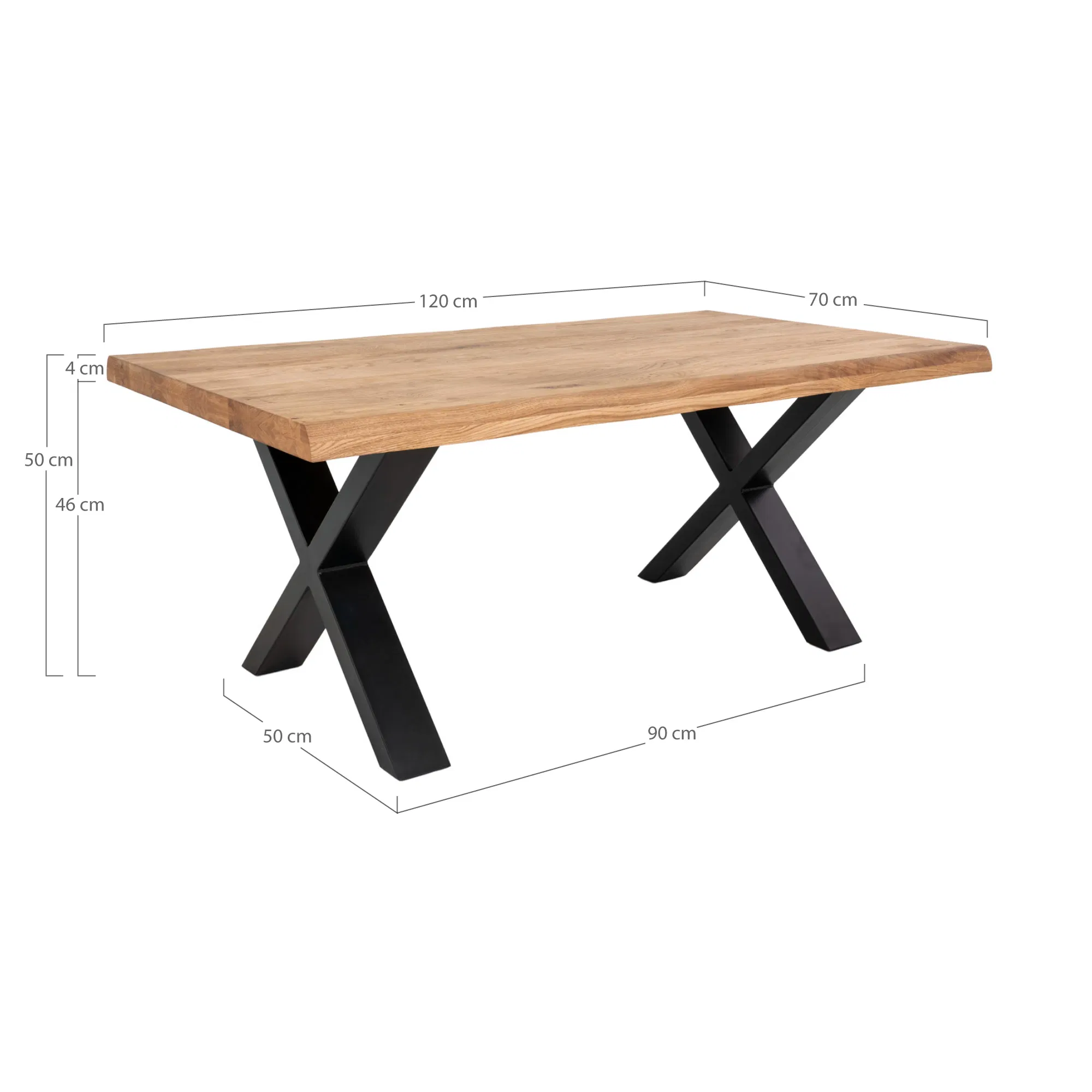 Stolik kawowy TOULON 2 - dąb naturalny, czarny 70x120 cm - 2101570