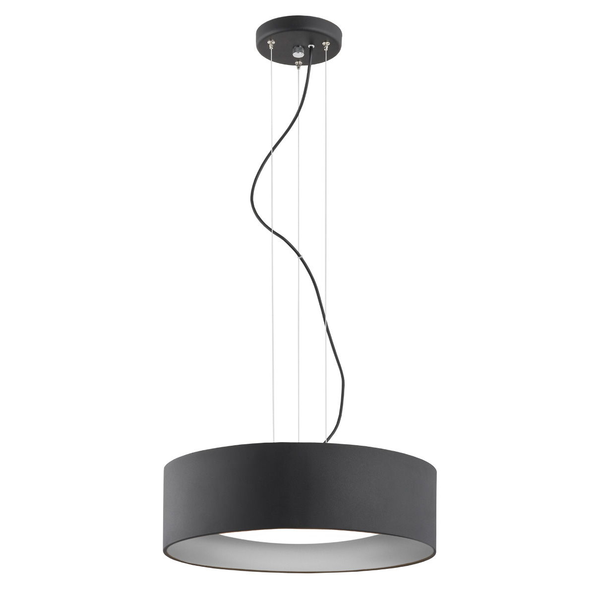 Lampa wisząca MOHITO czarna na zewnątrz srebrna wewnątrz z czarnym przewodem okrągła 95x45cm