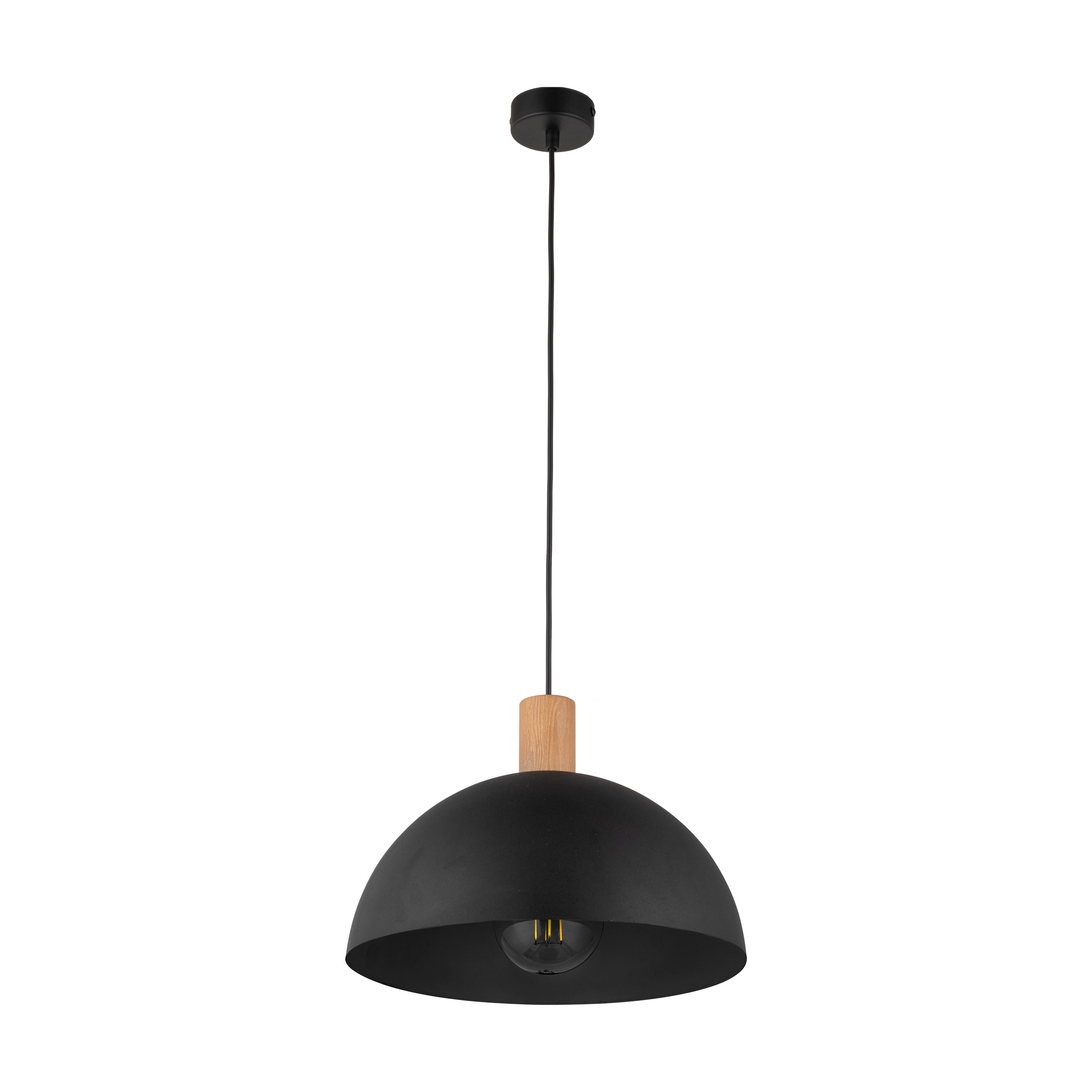 Lampa wisząca OSLO czarna z drewnianym elementem 170x33cm - TK_4852