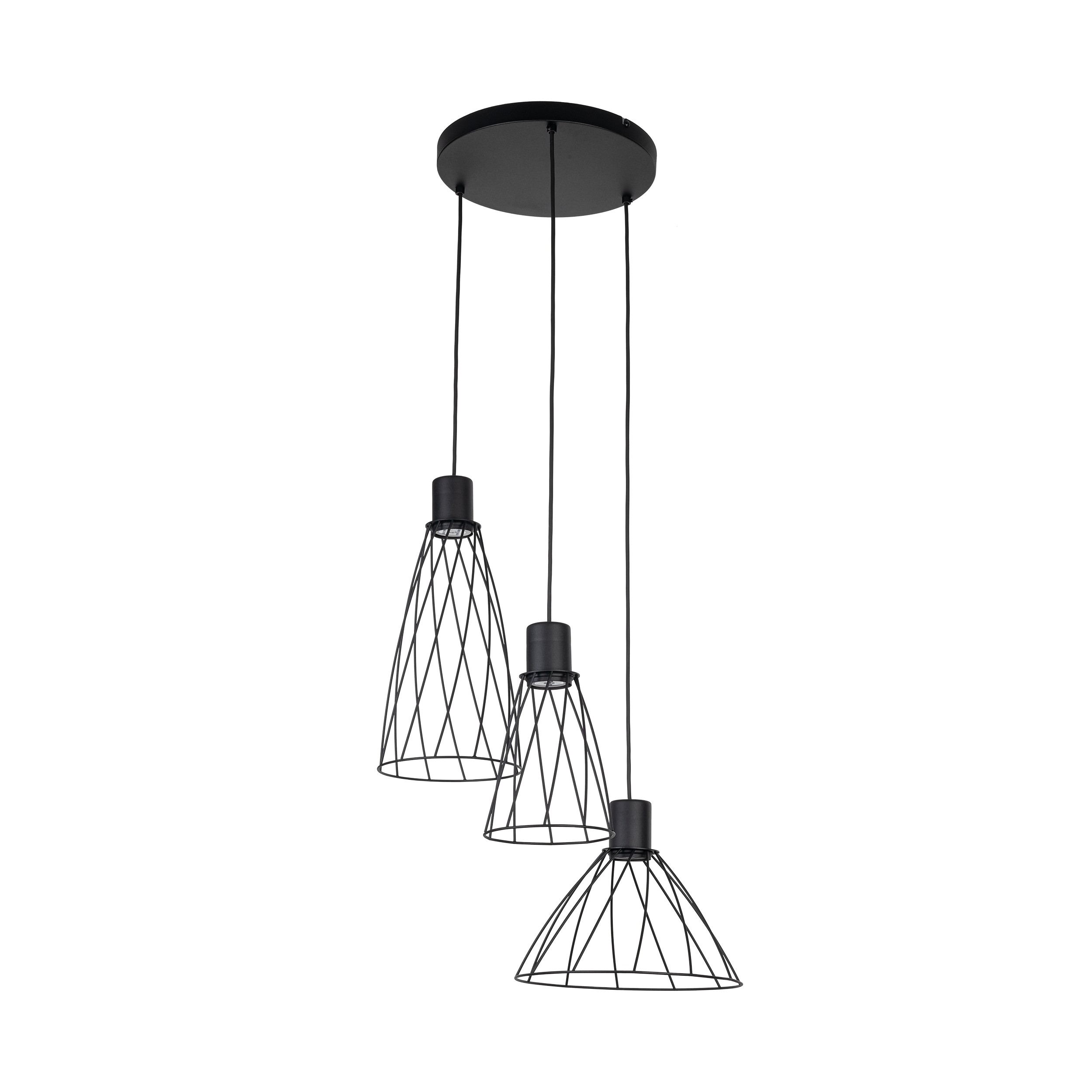 Lampa wisząca MODESTO czarna z ażurowymi kloszami o różnych kształtach 120x50cm - TK_10187