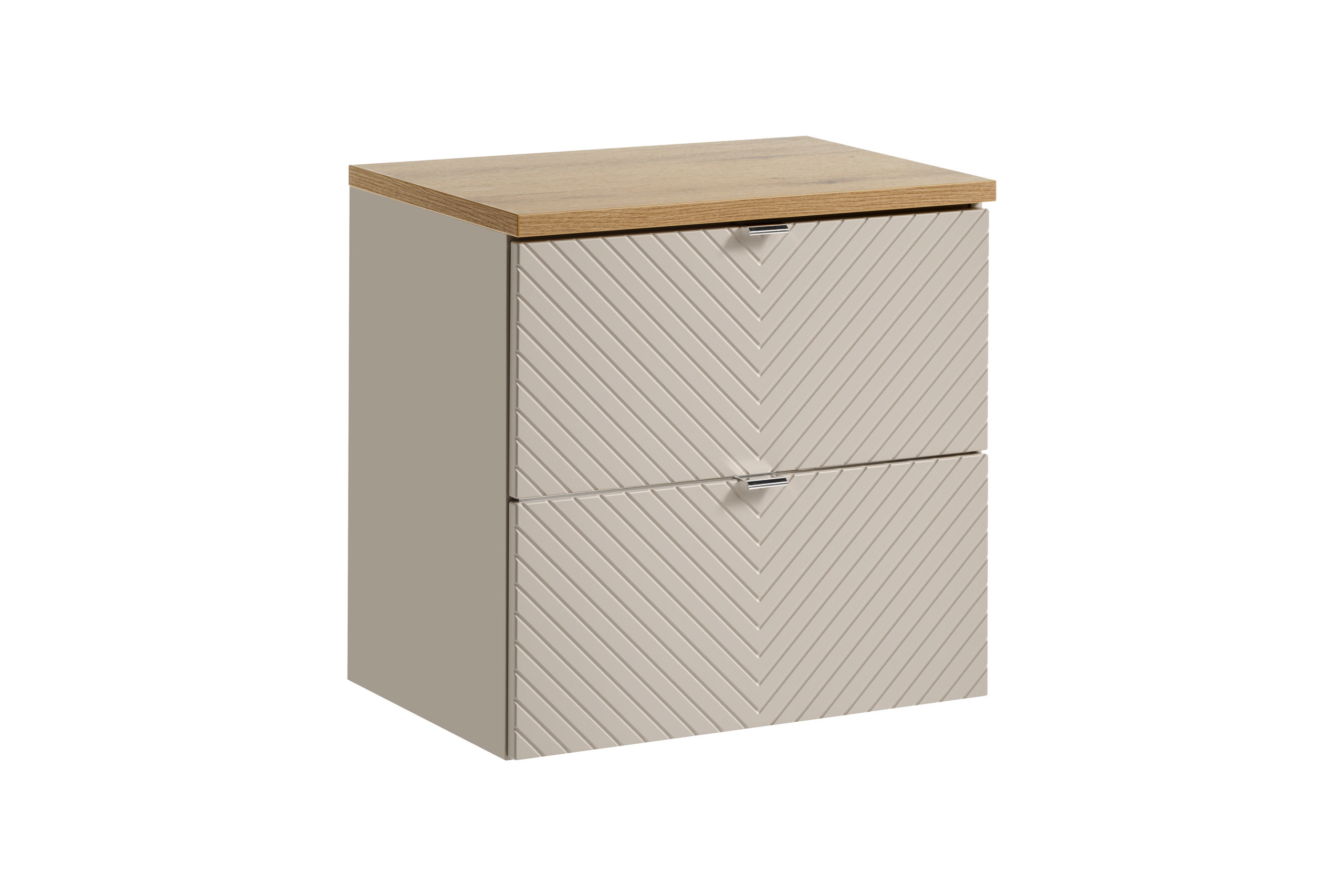 Zestaw meblowy SET-VIC Oak ( szafka z 2 szufladami 60cm + blat ) kaszmirowy, efekt drewna