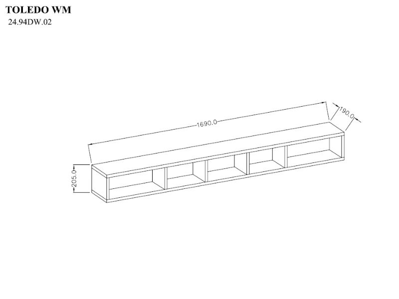 Półka wisząca TOLEDO 2 biała 169x21x19cm - 2498DW02