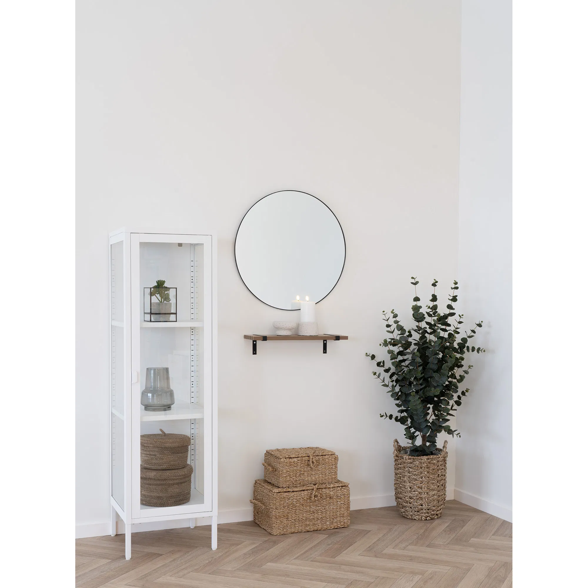 Witryna niska 1-drzwiowa BRISBANE przeszklone boki 40x35x140 cm - biała - 3003006