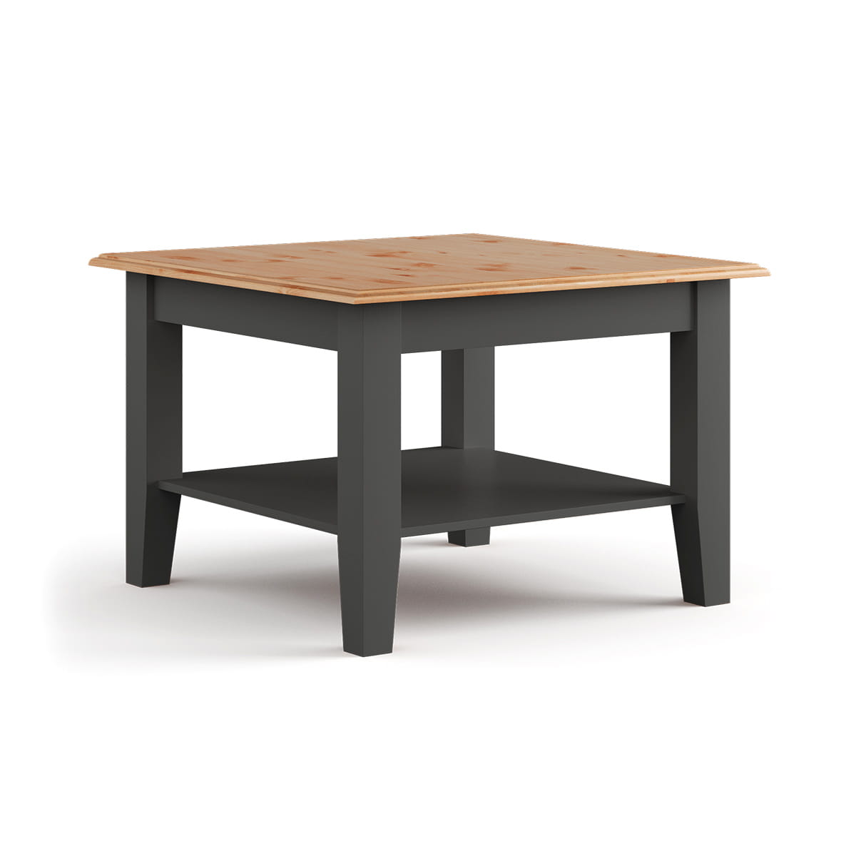 Stolik kawowy z półką BELLUNO ELEGANTE 70x70 cm grafit - naturalna sosna 70x70 cm - PL029G/P