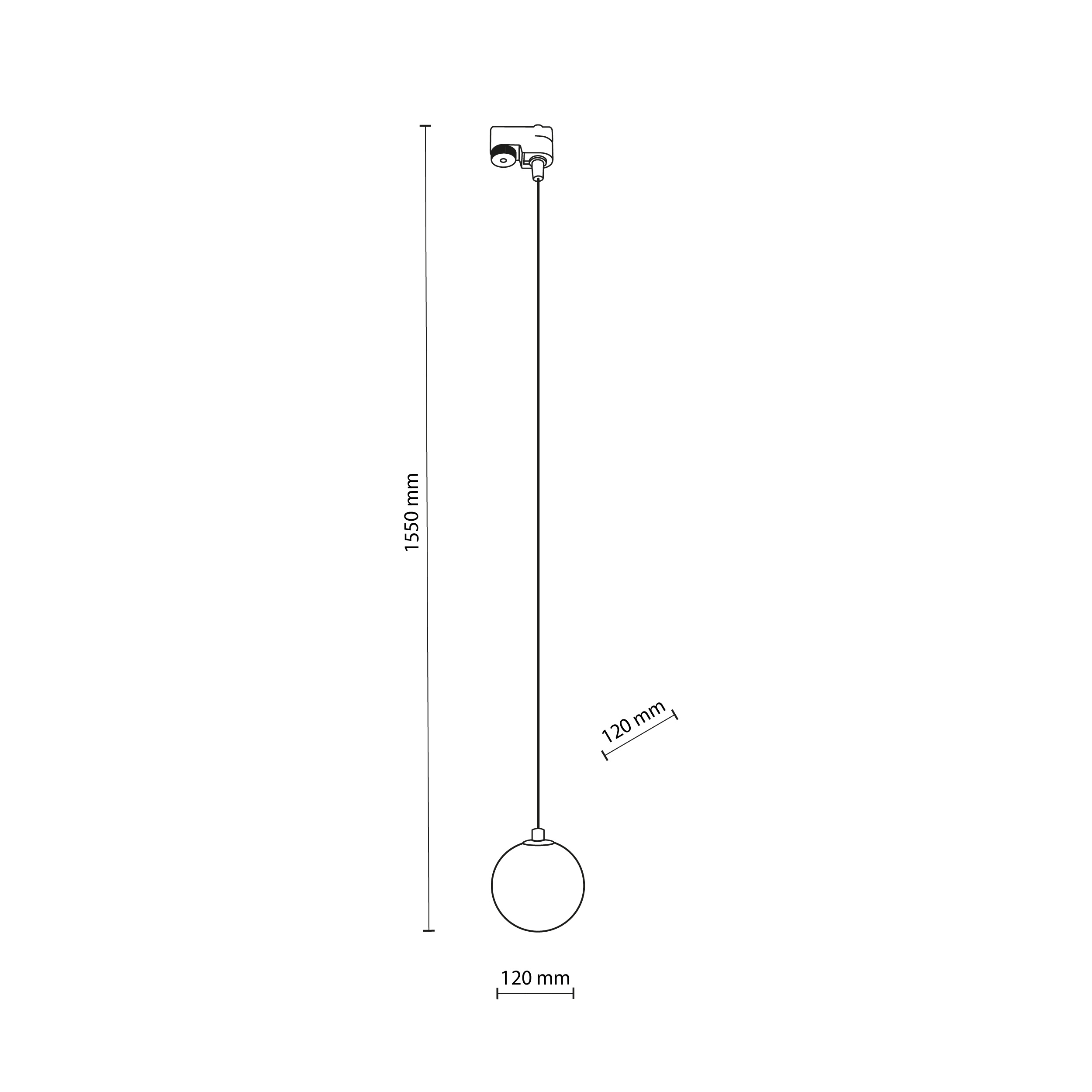 Reflektor listwowy wiszący TRACER biały okrągły klosz 155x12cm - TK_4886