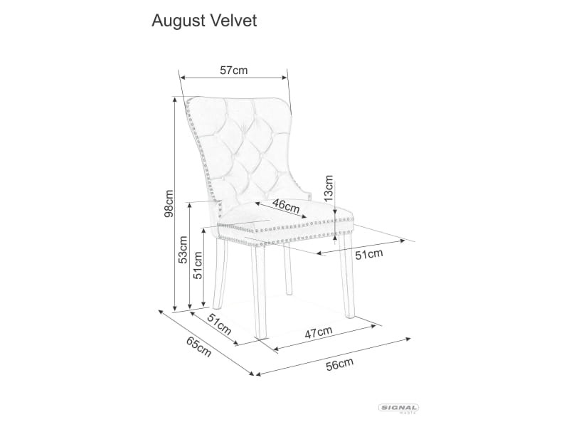 Krzesło AUGUST VELVET aksamitne szare Signal - AUGUSTVCSZ14