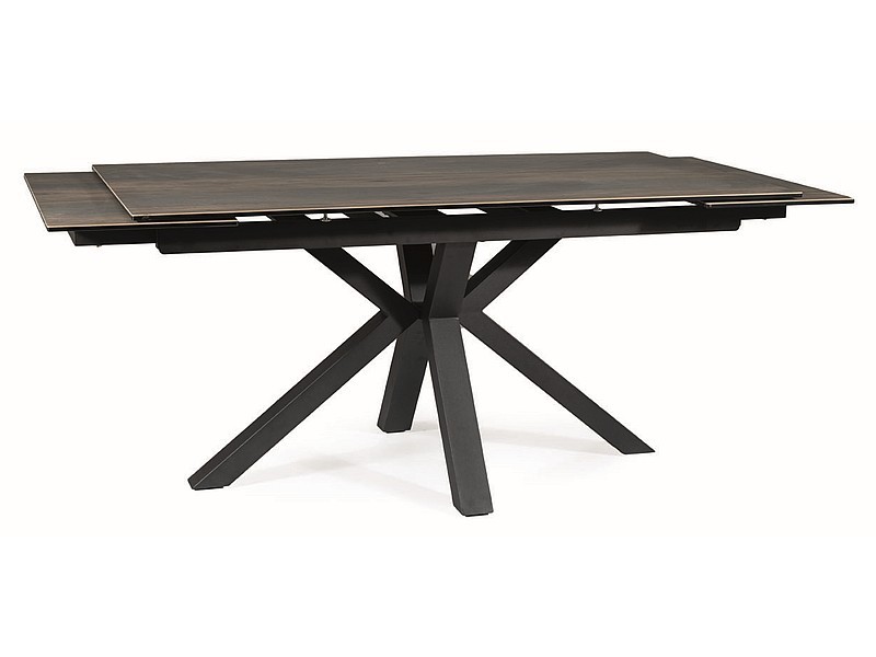 Stół rozkładany COLUMBUS CERAMIC Efekt drewna, Czarny 160(240)x90