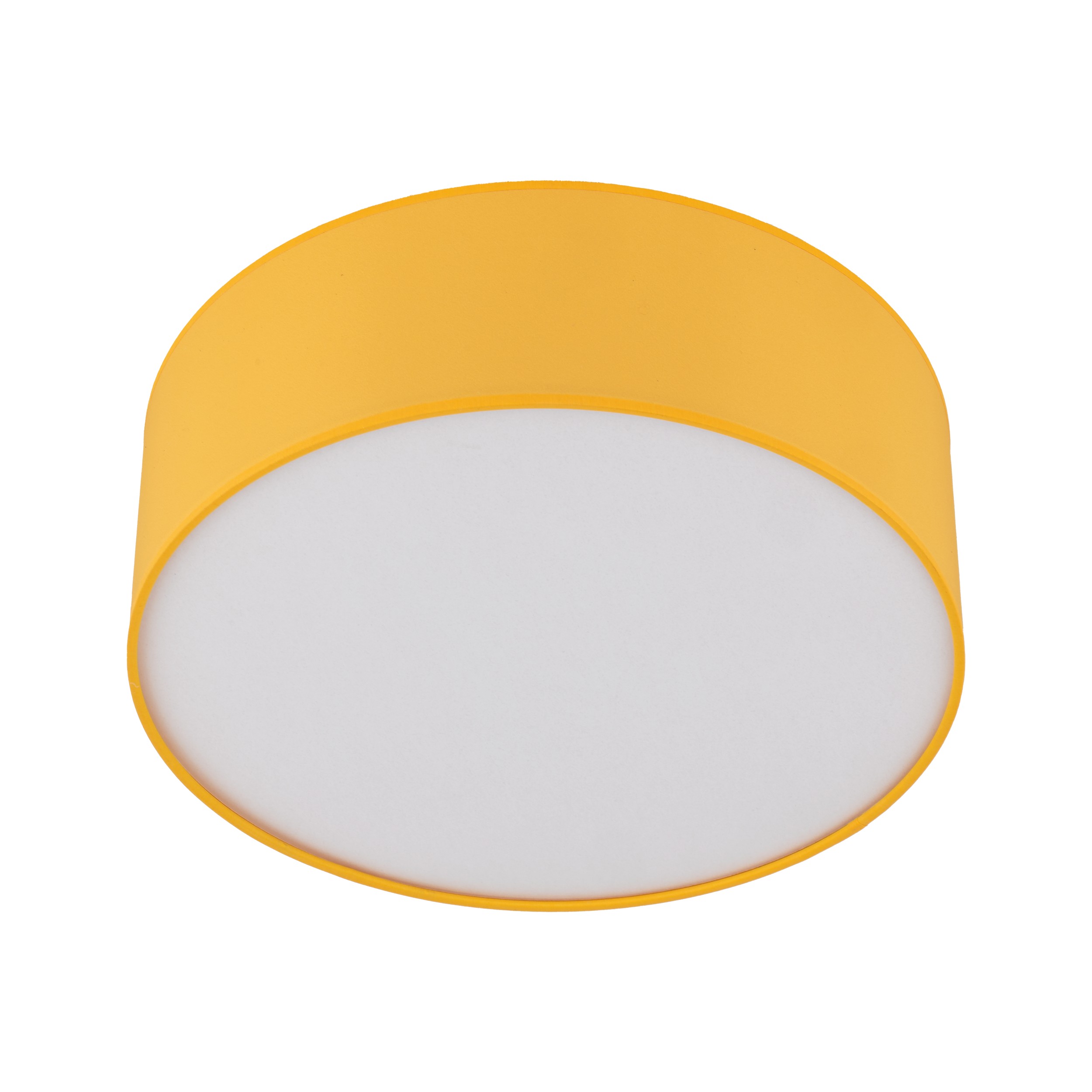 Lampa sufitowa NICOLA żółta z tkaniny z białym kloszem okrągła 38x14cm - TK_10154