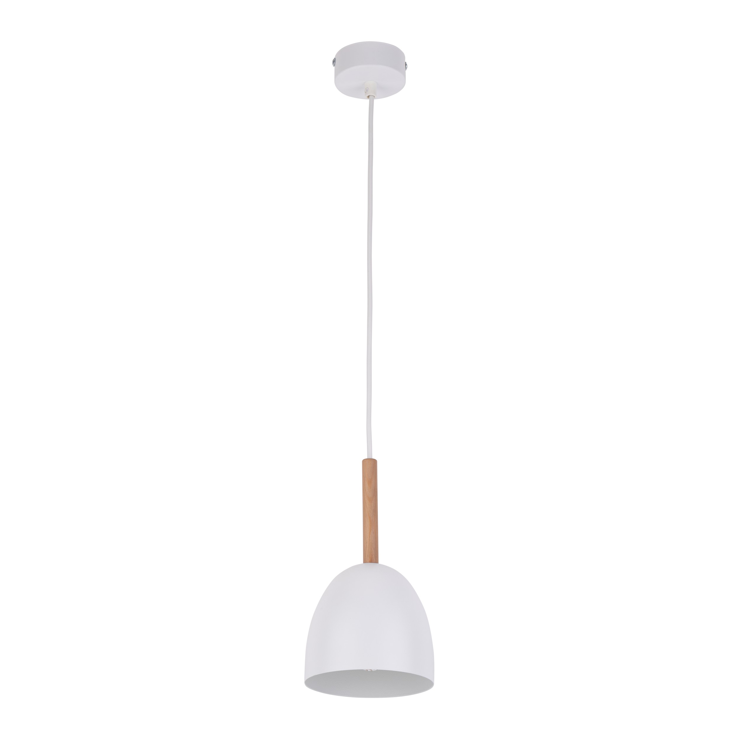 Lampa wisząca NORD białą z drewnianym elementem 155x13cm