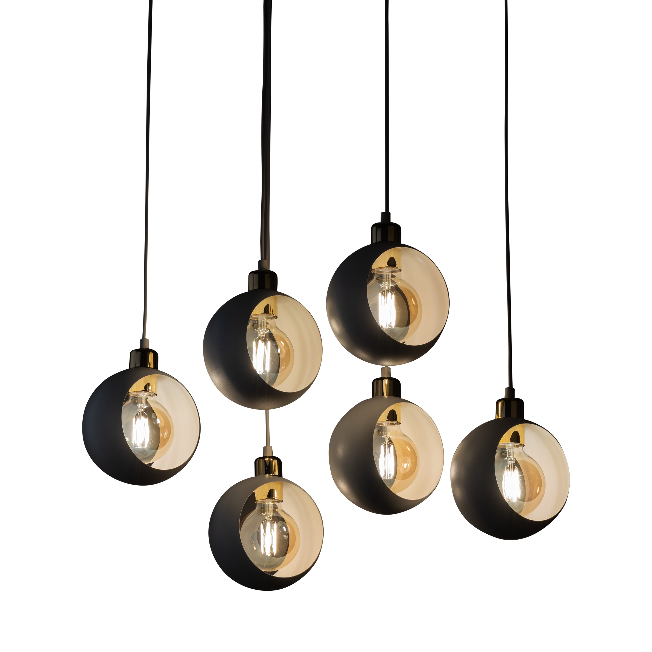 Lampa wisząca CYKLOP czarna ze złotymi elementami na prostokątnej podstawie 130x72x35cm - TK_2756