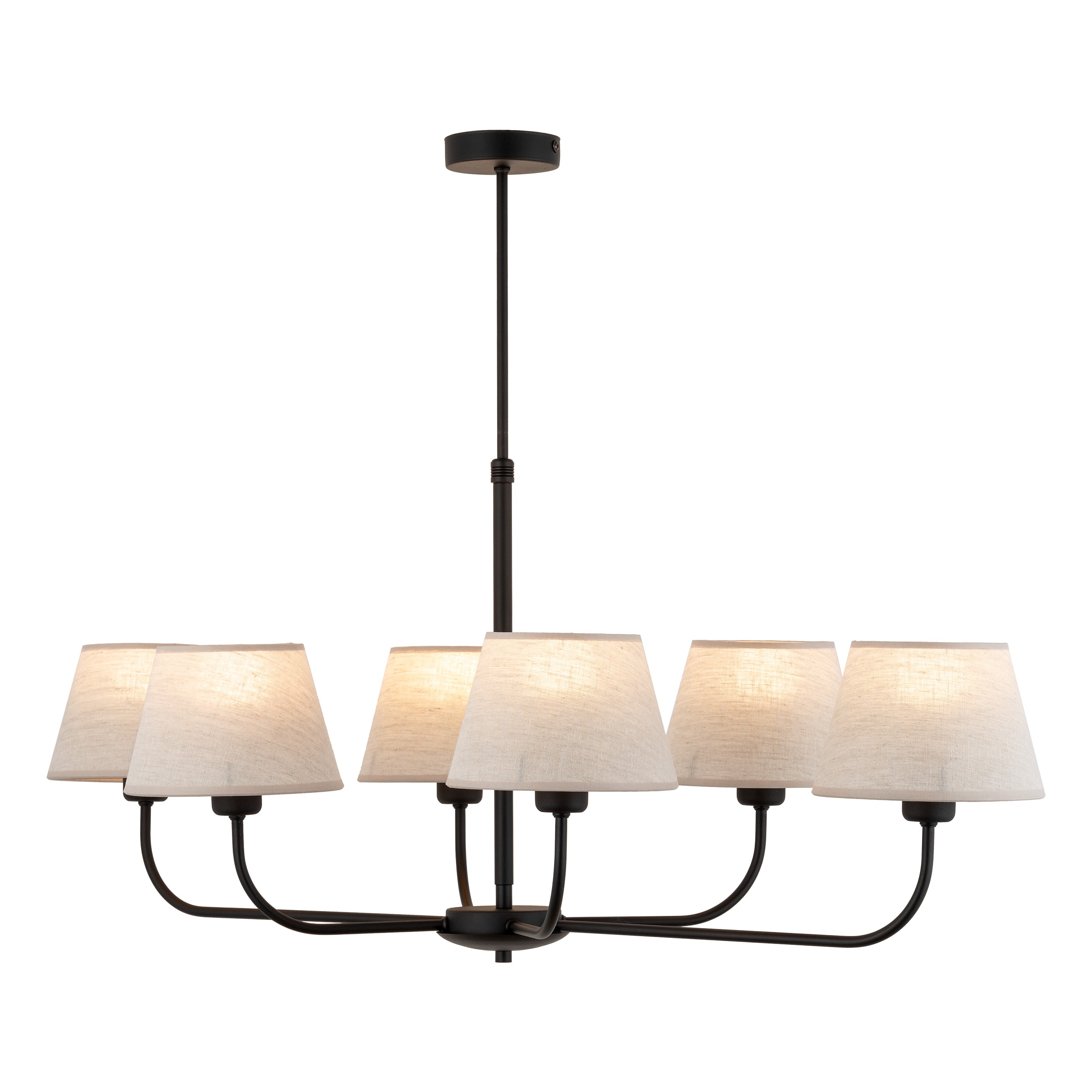 Lampa wisząca CHICAGO czarna z brązowymi kloszami z tkaniny 86x68x65cm - TK_3989