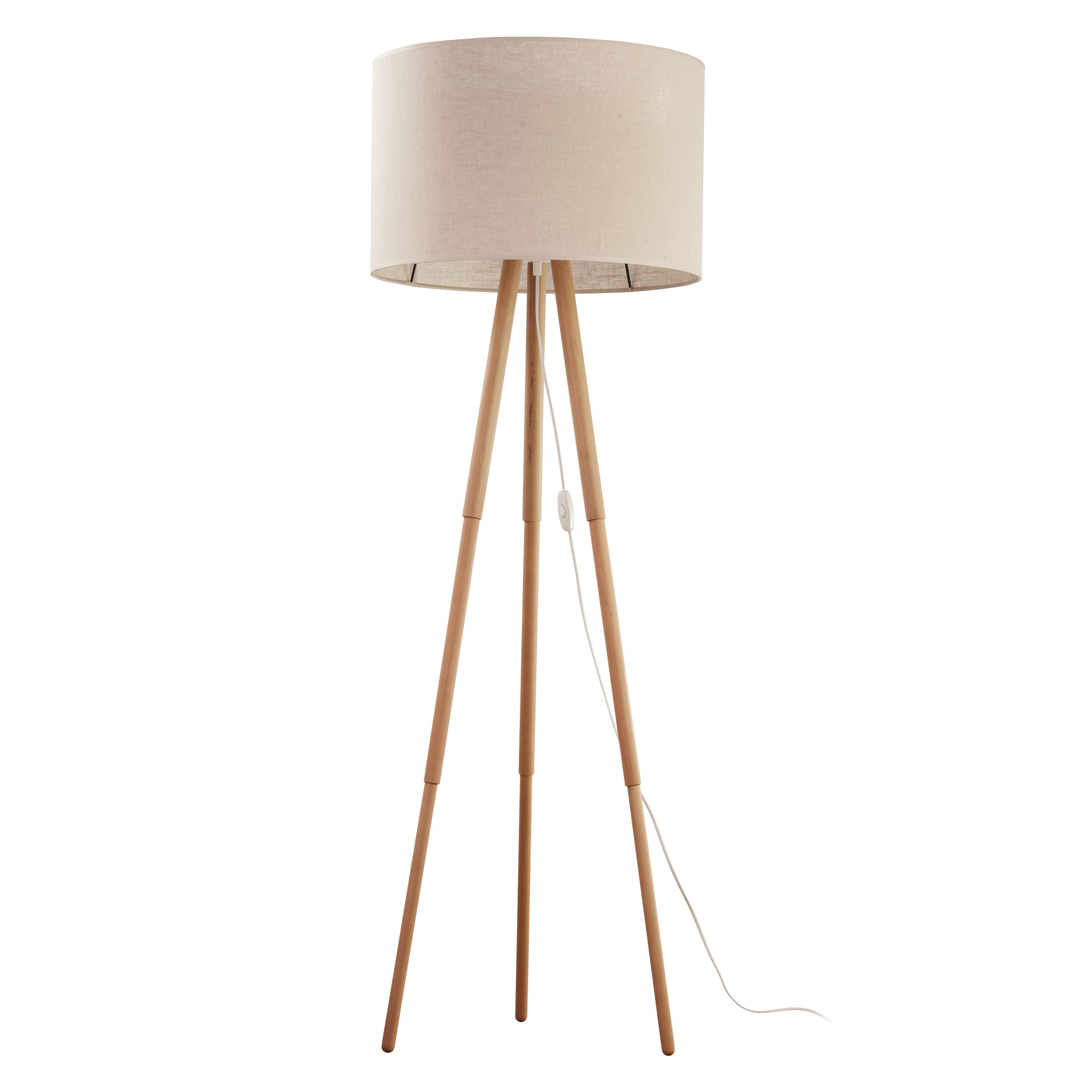 Lampa podłogowa TOKYO sosnowe nogi z brązowym okrągłym abażurem 148x50cm - TK_5288