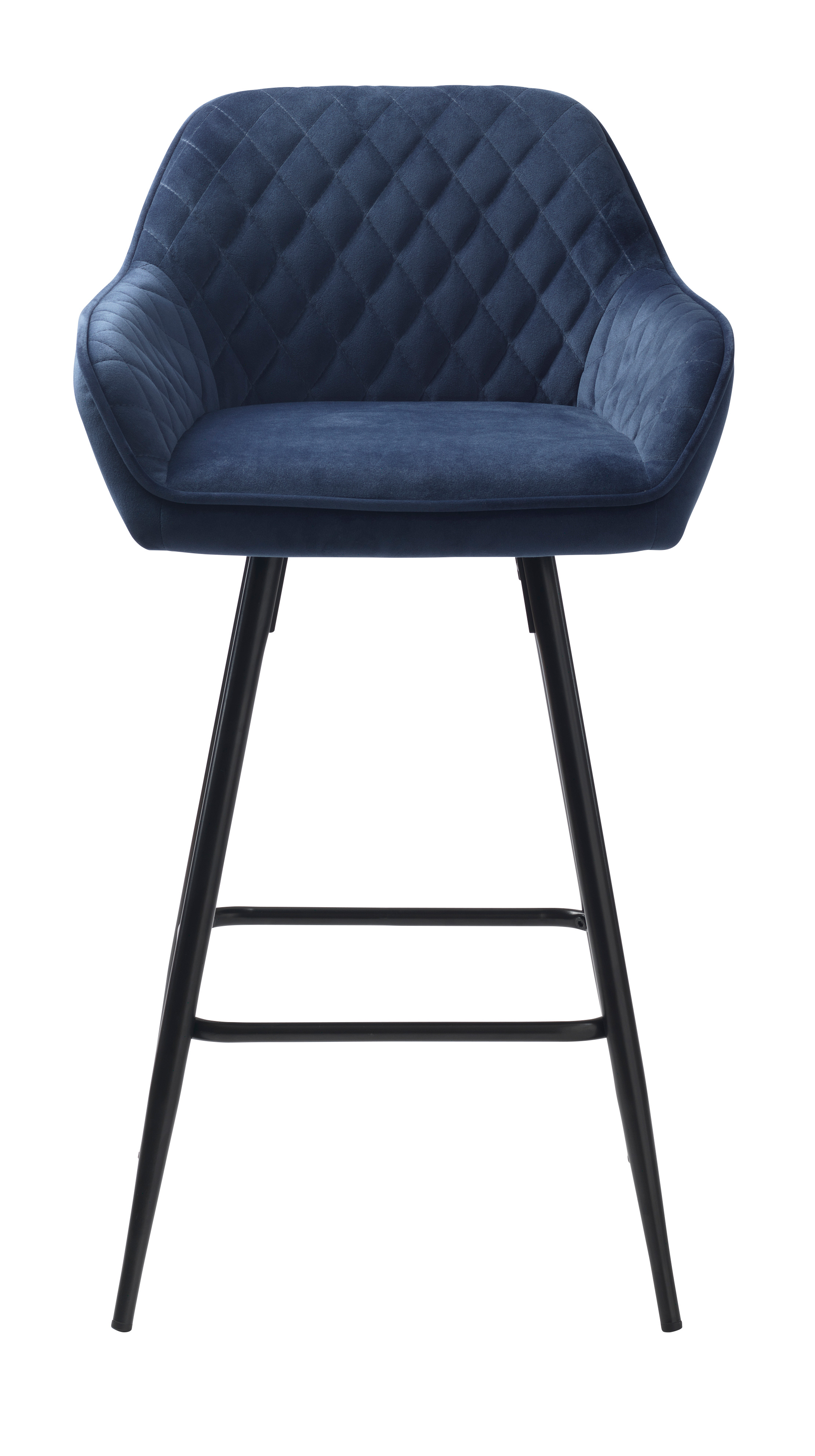 Hoker z podłokietnikami MILTON Velvet pikowany - niebieski - UN_26260010