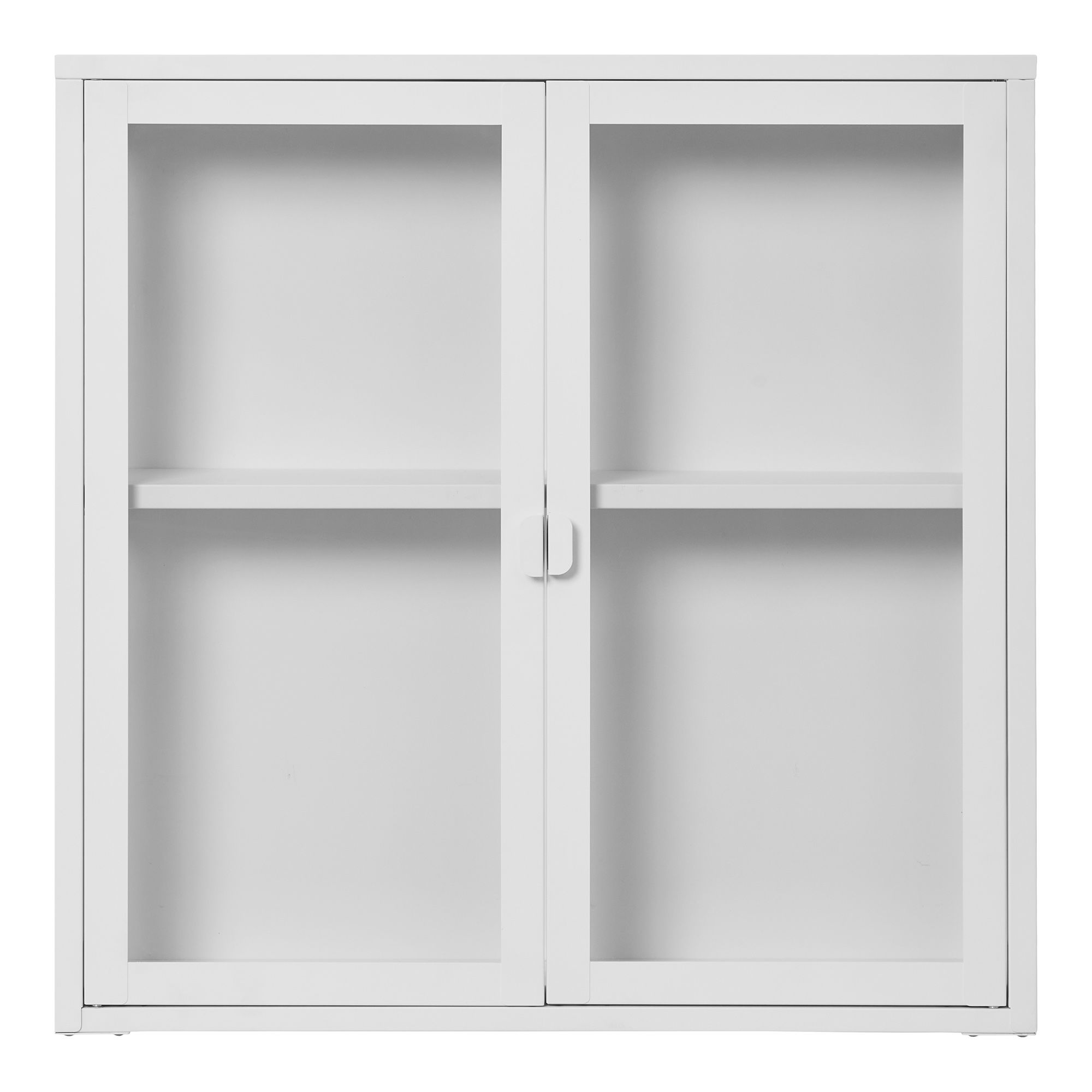 Witryna wisząca 2-drzwiowa BRISBANE przeszklone boki 80x18x80 cm - biała - 3003011