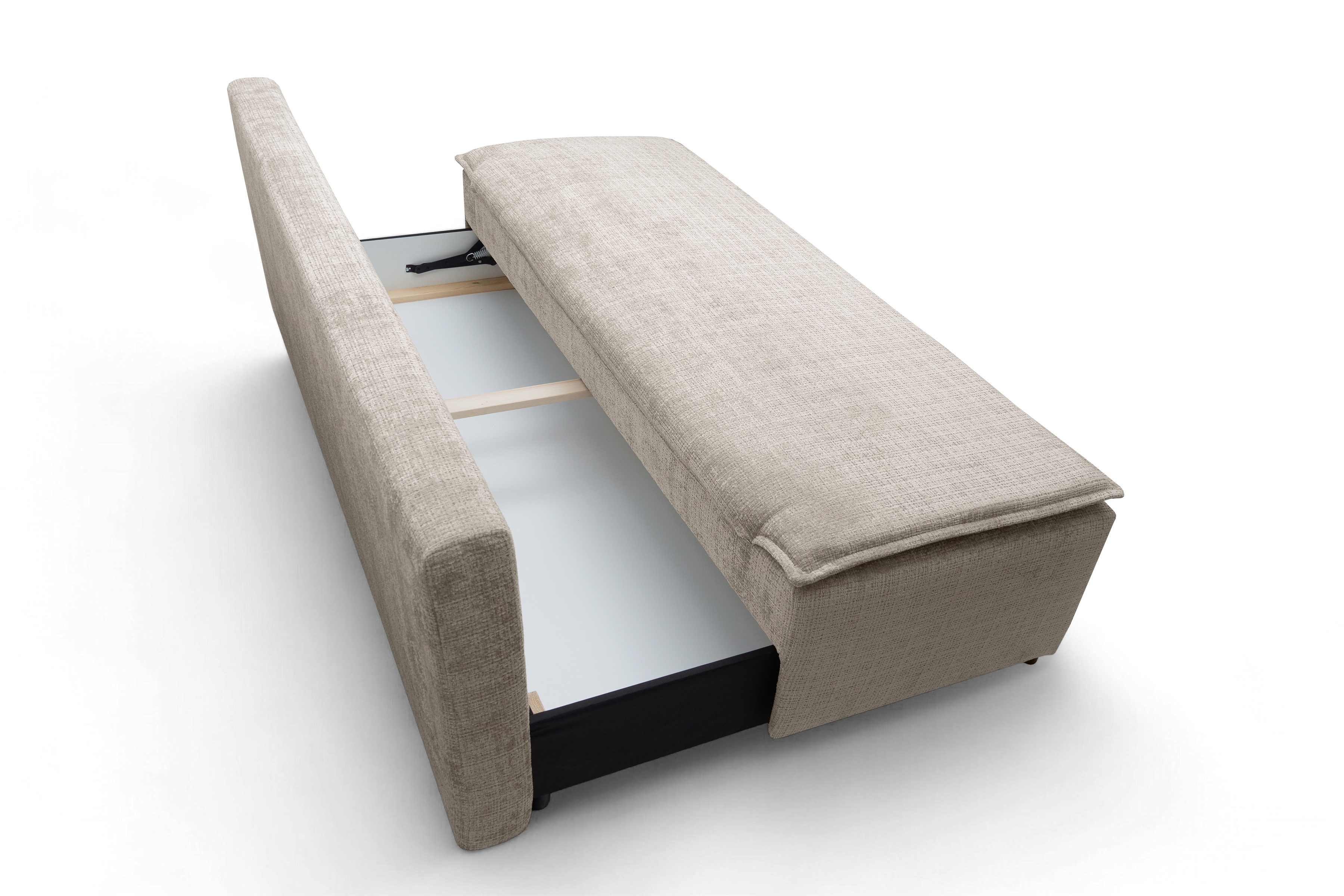 Sofa rozkładana FIRIOZA (Cremona 14) 210 cm z pojemnikiem i zdejmowanym toperem ciemnobeżowa - B_165928