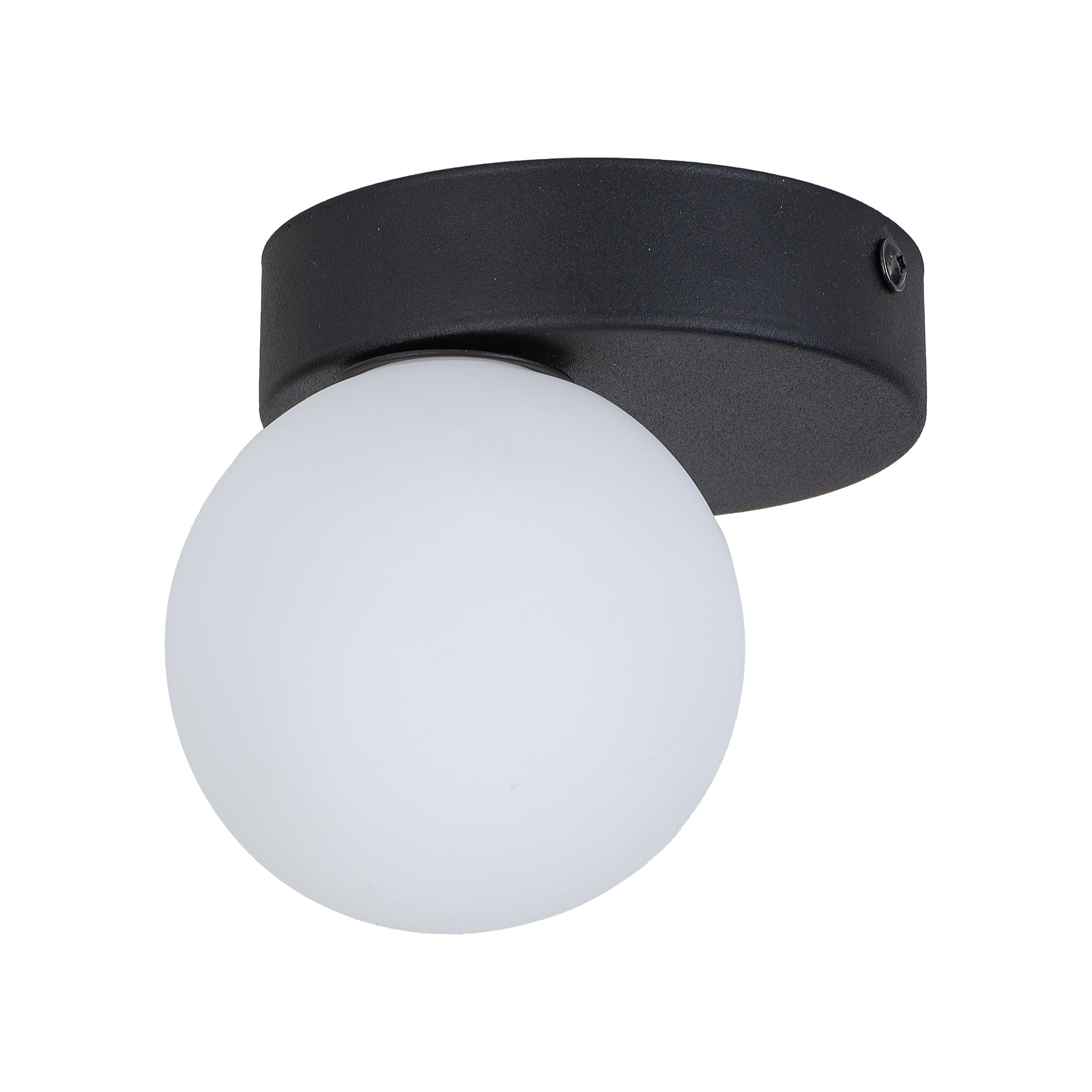 Lampa sufitowa BIANCA czarna z białym okrągłym szklanym kloszem 16x15x12cm - TK_5681