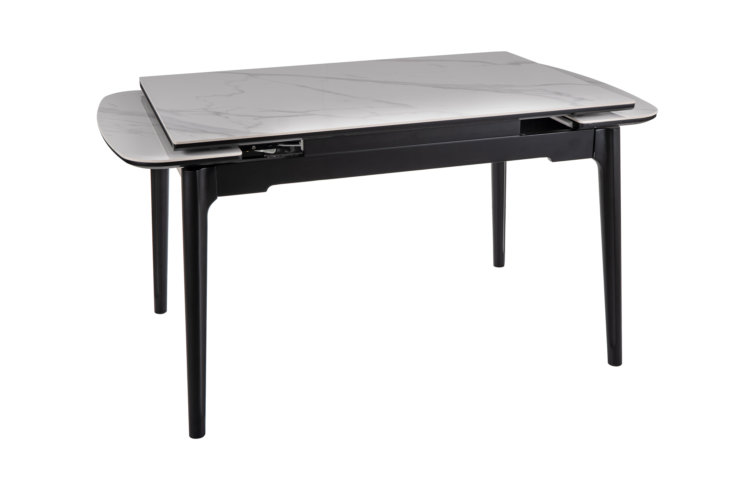 Stół SENTO rozkładany 80x120-180 cm biały połysk, czarny mat - SENTOBC120