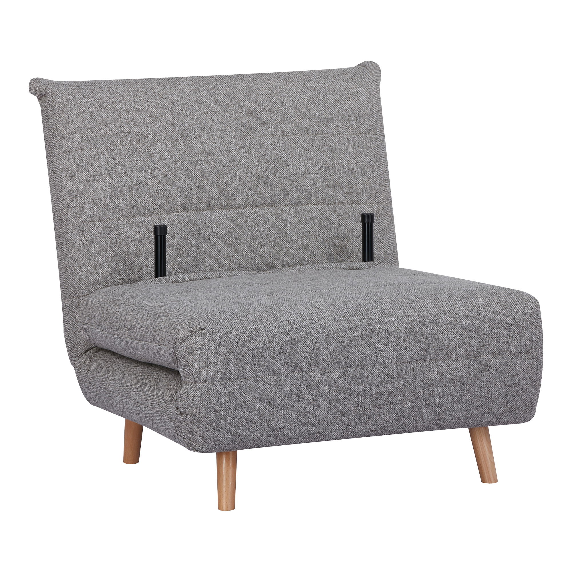 Sofa rozkładana 1-osobowa MARLOW szara naturalne drewniane nóżki - 1302020