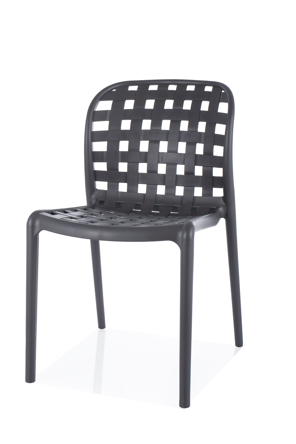 Krzesło ogrodowe plastikowe Strip szare z efektem plecionki