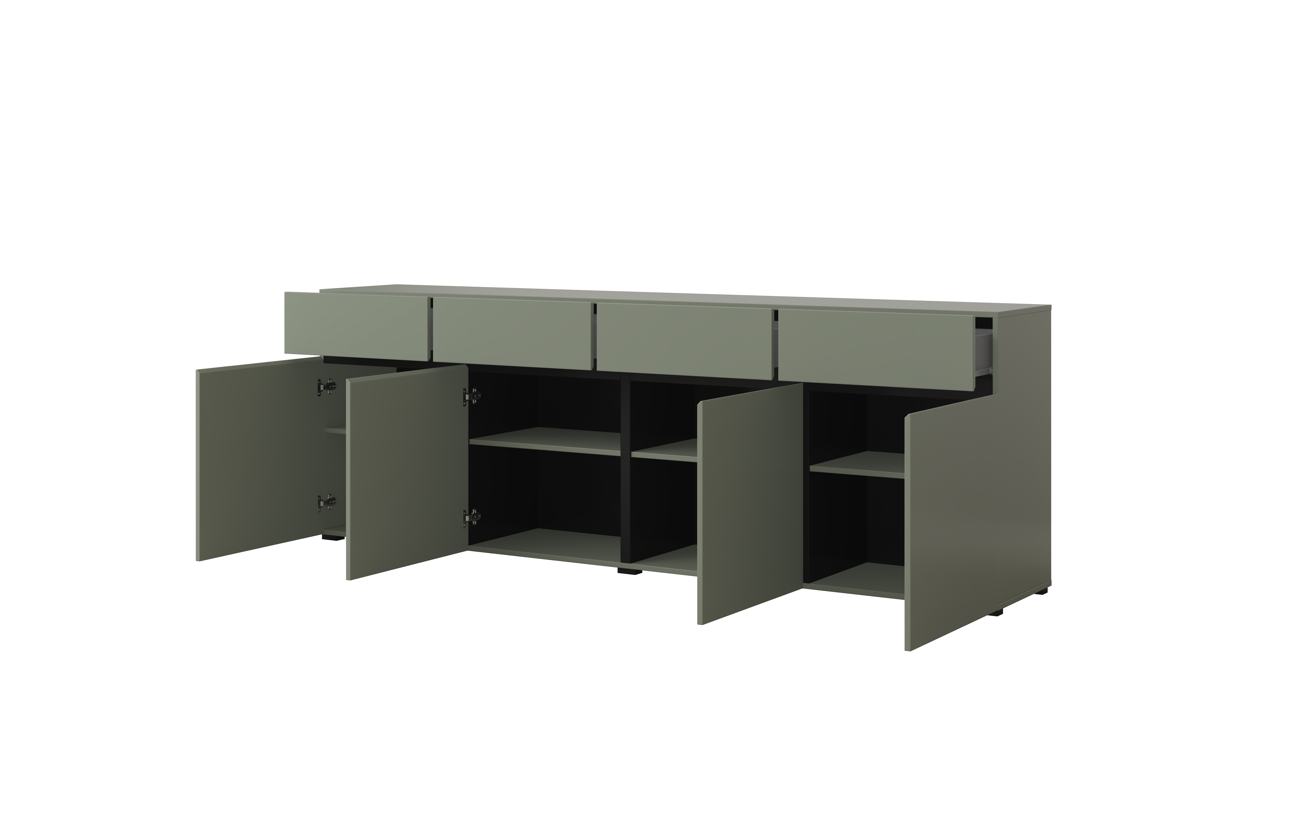 Komoda 4-drzwiowa z 4 szufladami CROSS - zielony, czarny 225cm - 24GWMY25
