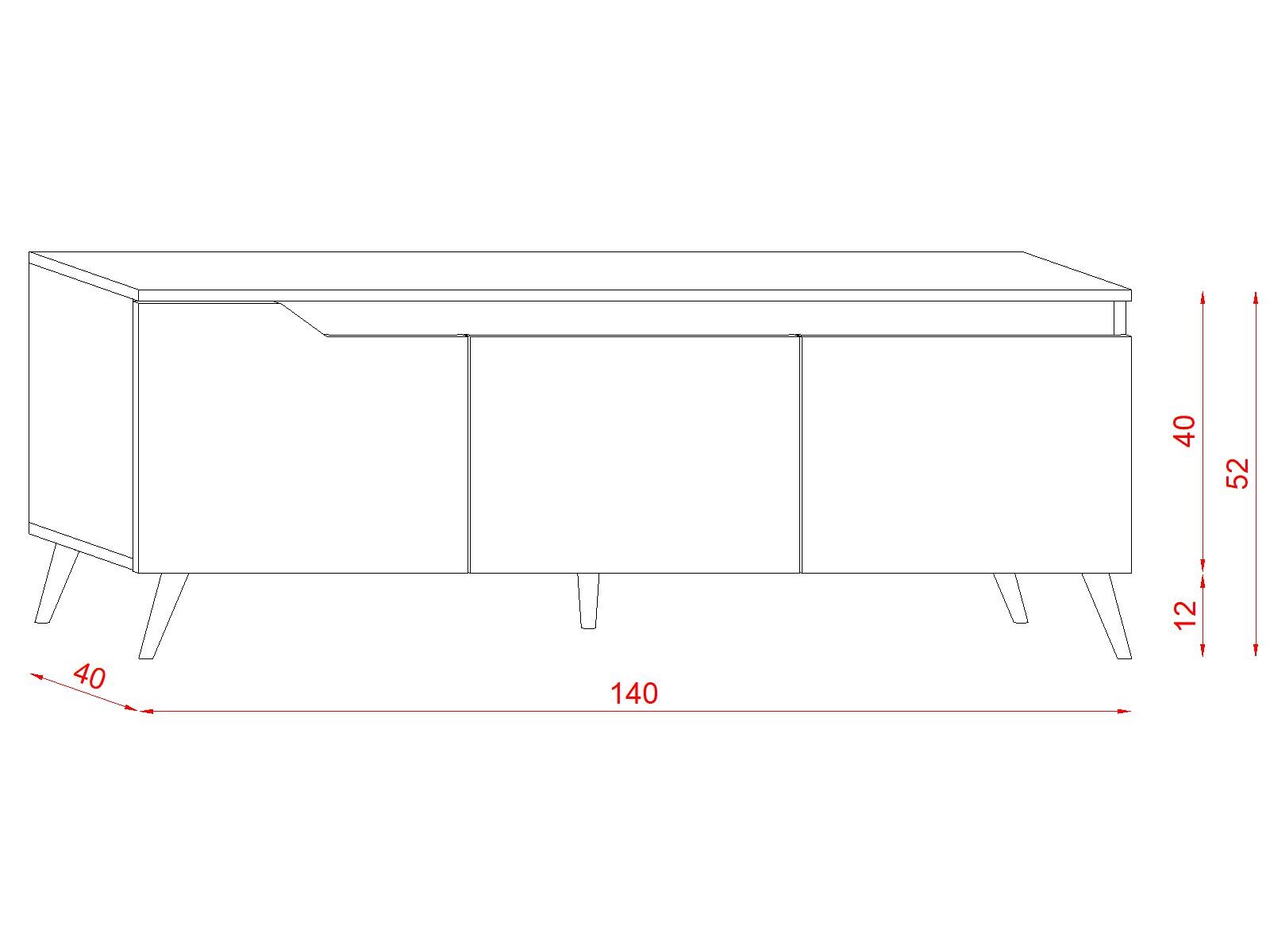 Szafka RTV TUE DĄB CRAFT ZŁOTY/BIAŁY MAT/- - TVT140100OGWM00072