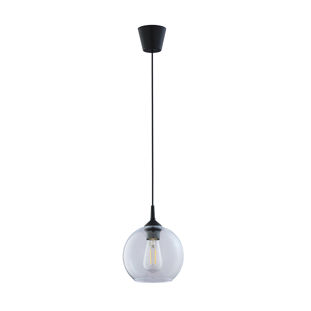 Lampa wisząca CUBUS czarna z szarym okrągłym szklanym kloszem 105x18cm - TK_6080