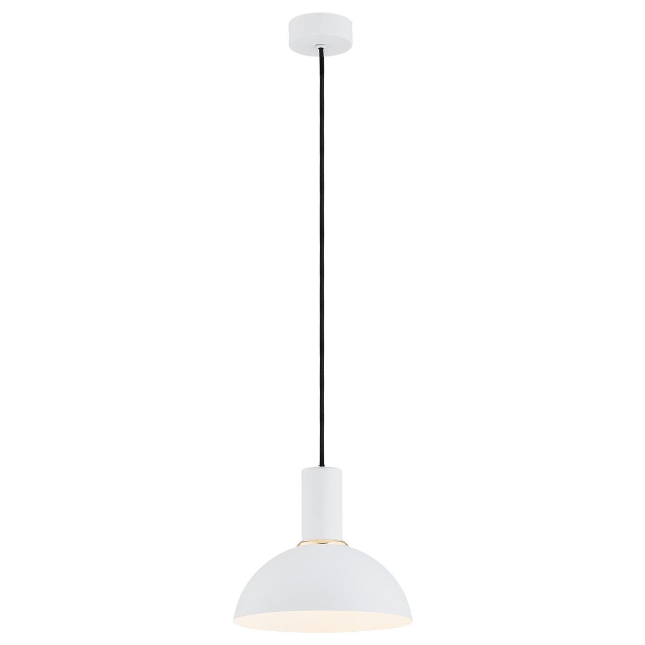 Lampa wisząca SINES biała mosiądz czarny przewód 103x28cm