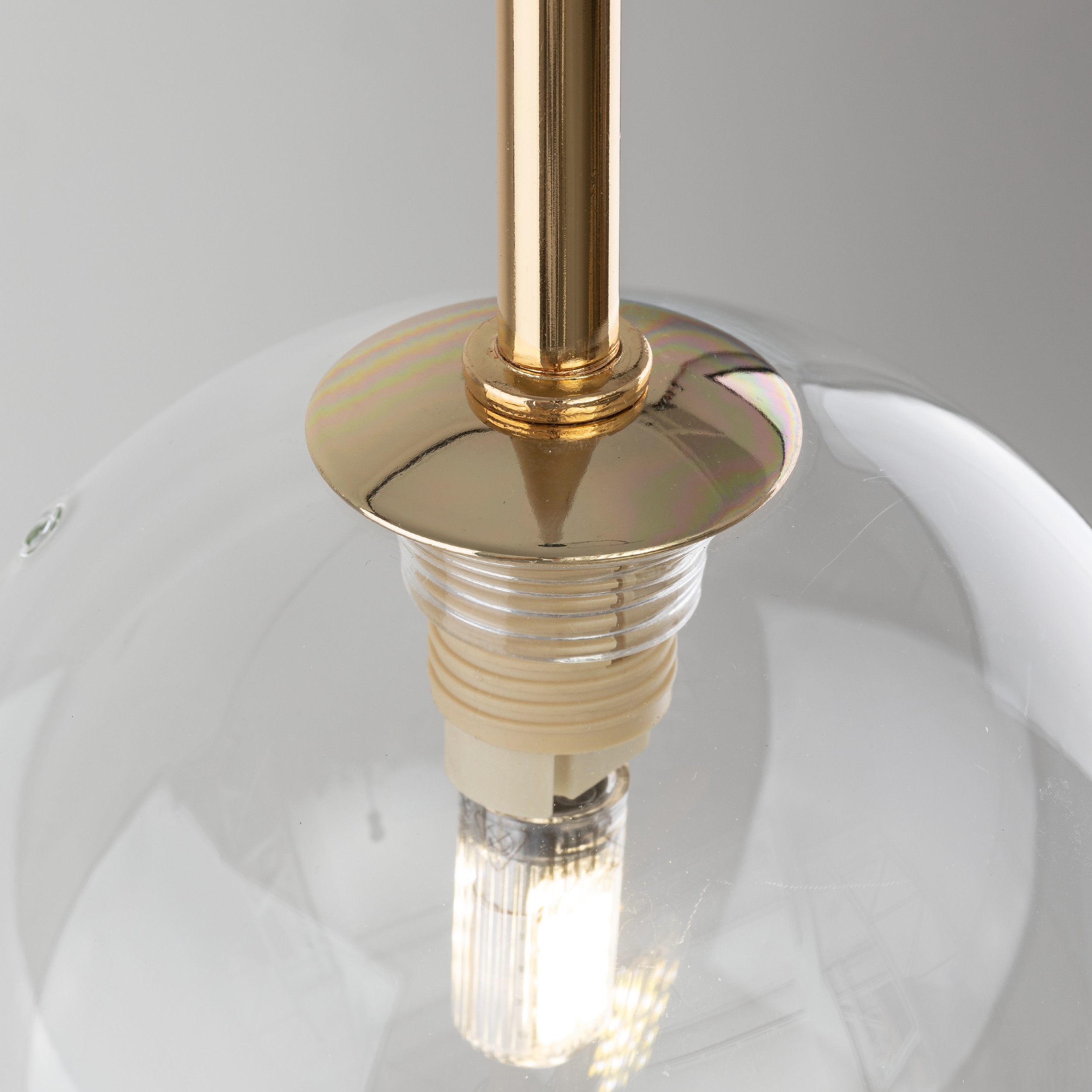 Lampa wisząca NILOS czarna ze złotym elementem z transparentnym okrągłym szklanym kloszem 160x12cm - TK_5941