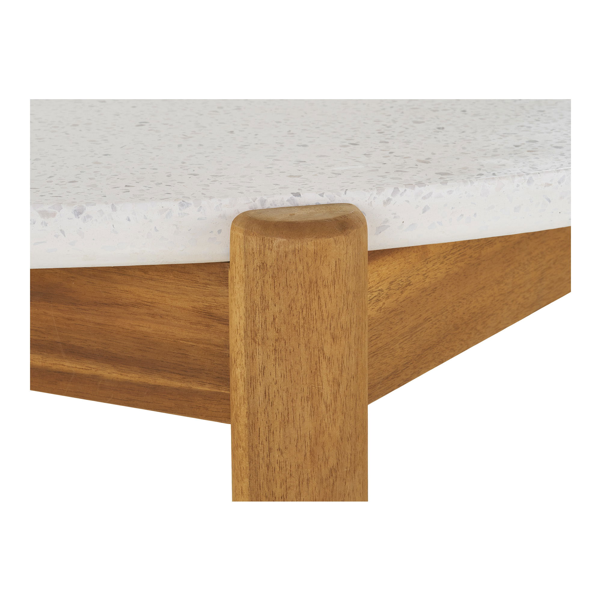 Stół okrągły TERRACINA lastryko, akacja FI 120 cm- biały, naturalny - 7501098