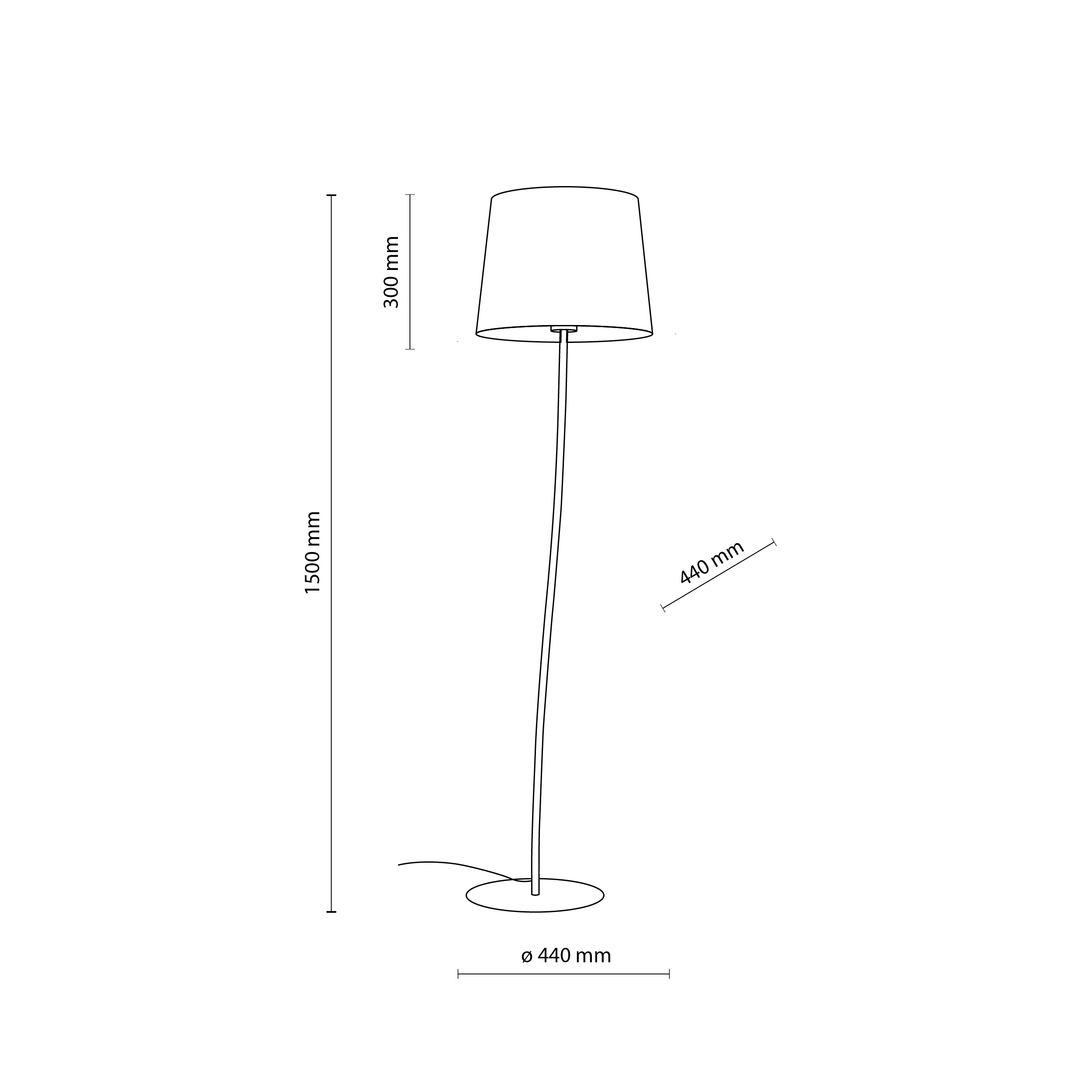 Lampa podłogowa NICOLA żółta intrygująco wygięta 150x44cm - TK_6645