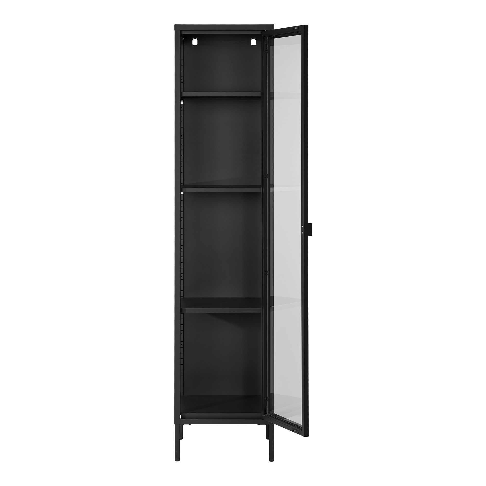Witryna 1-drzwiowa szklane BRISBANE przeszklone boki 40x35x180 cm - czarna - 3003000