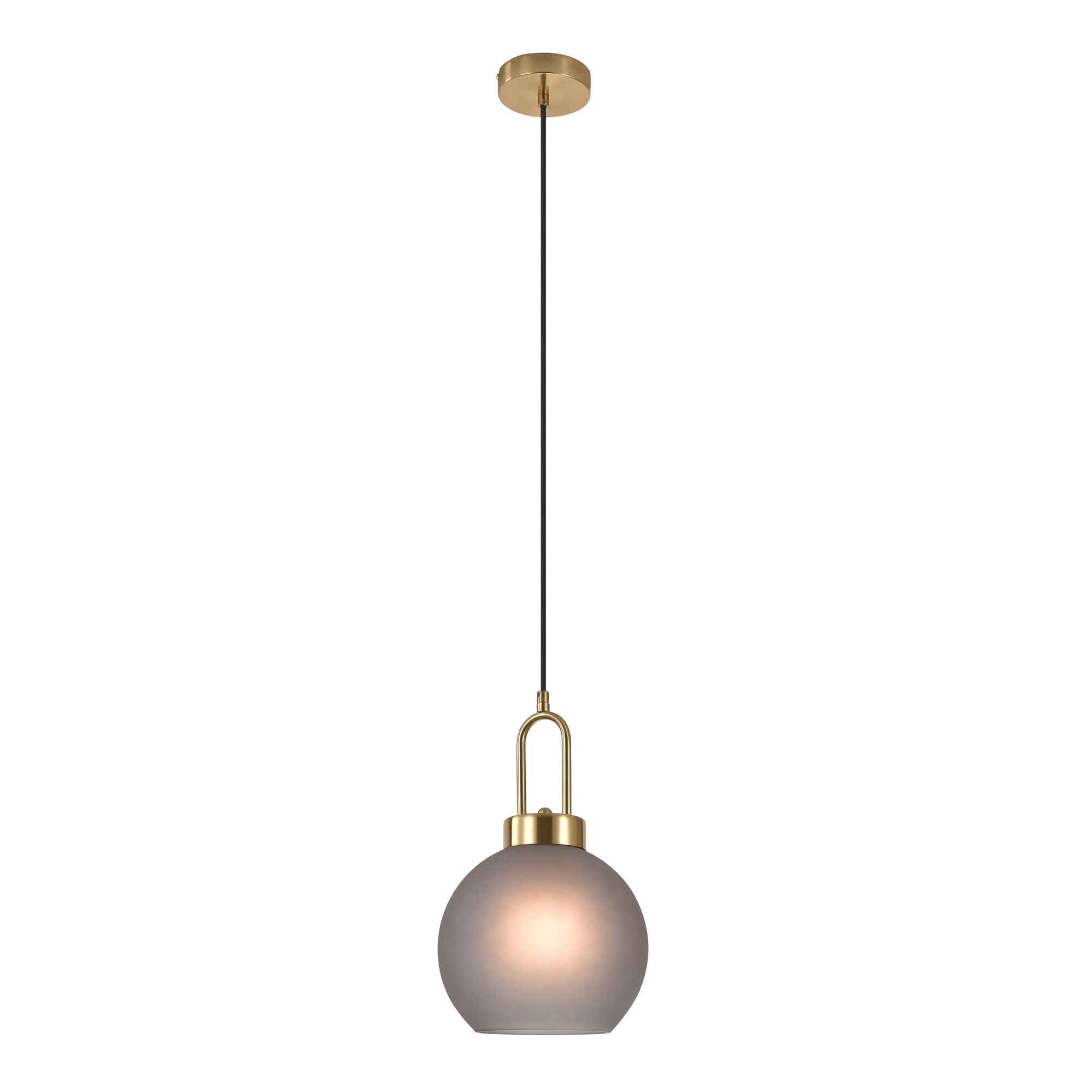 Lampa wisząca LUTON szkło przydymione matowe FI 20cm - szary, złoty - 6406105
