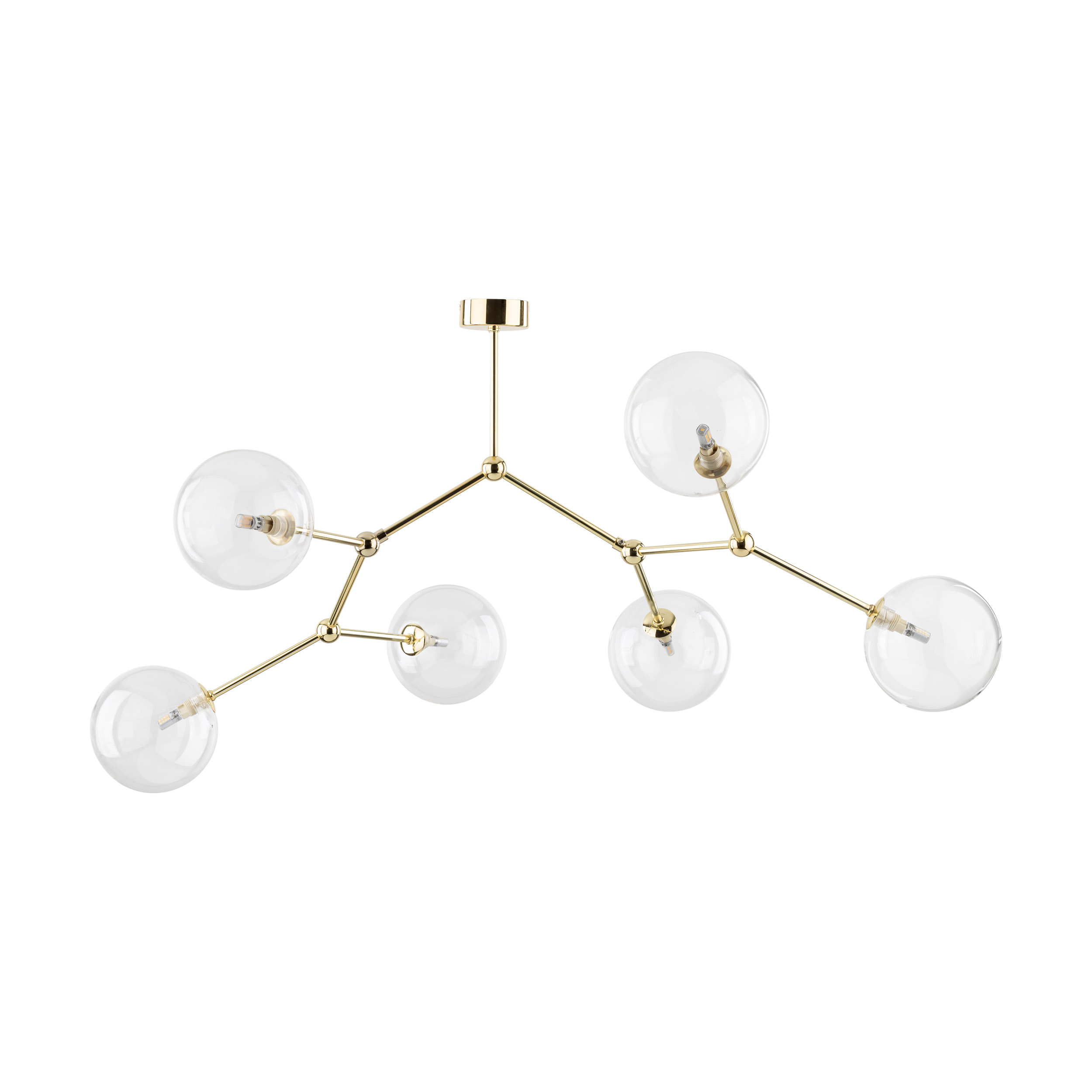 Lampa sufitowa FAIRY złota z transparentnymi szklanymi okrągłymi kloszami 107x87x55cm