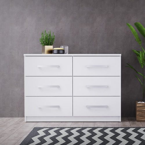 Komoda z 6 szufladami MORTY 112cm biała - INT_5001996BIP