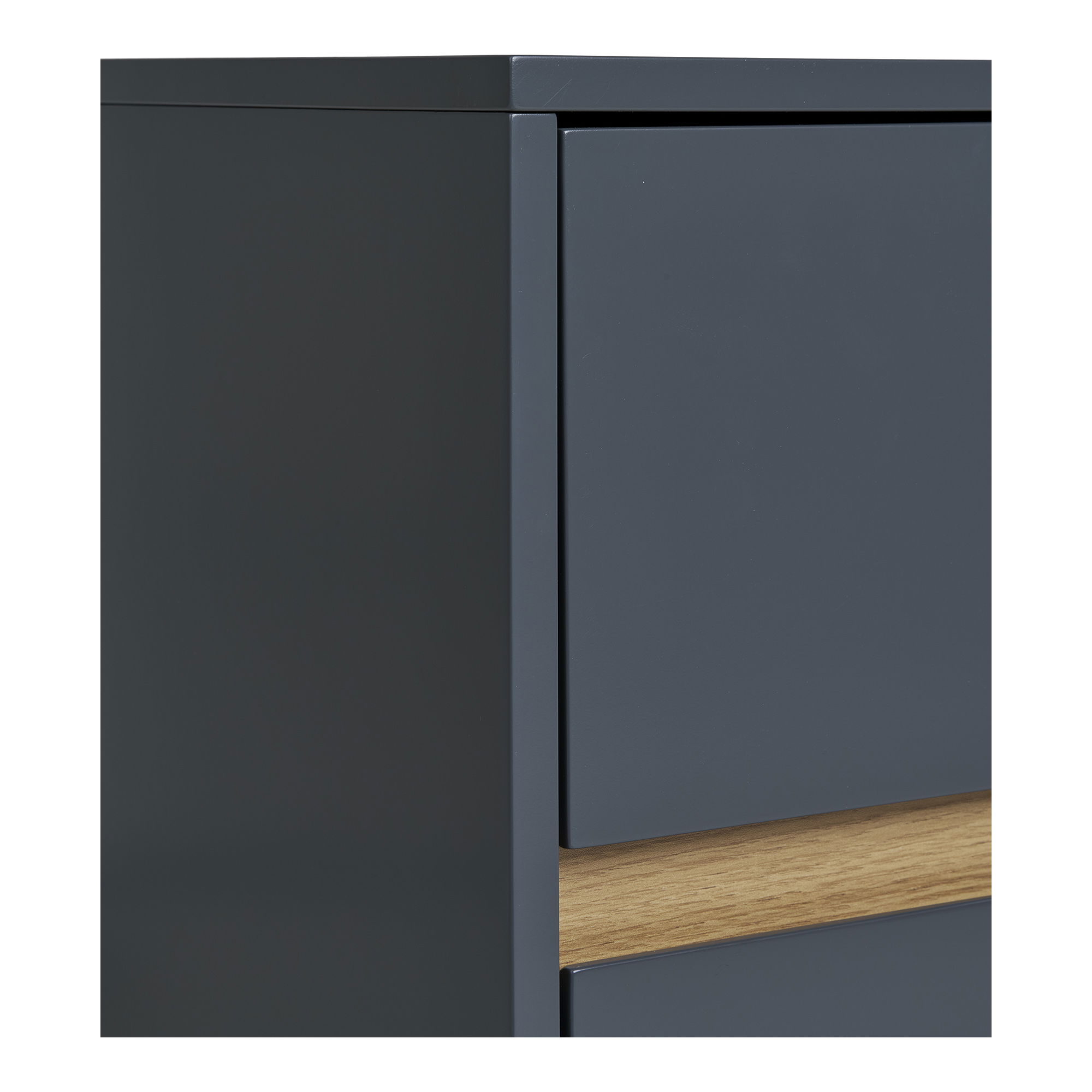 Szafka nocna z 2 szufladami BISLEY ciemnoszary, naturalny 40x35x55 cm - 3102030