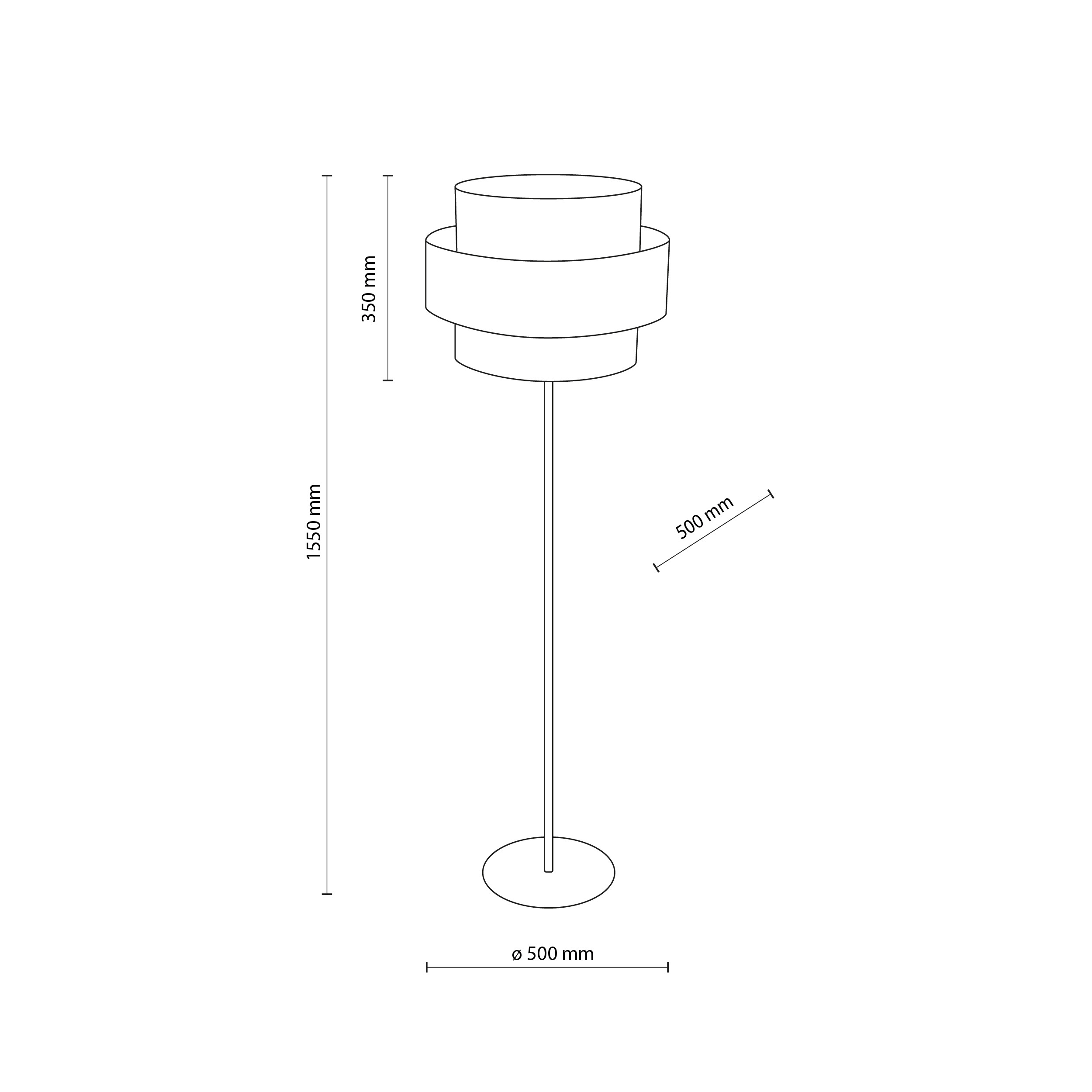 Lampa podłogowa CALISTO czarna brązowy abażur z tkaniny 159x50cm - TK_5405
