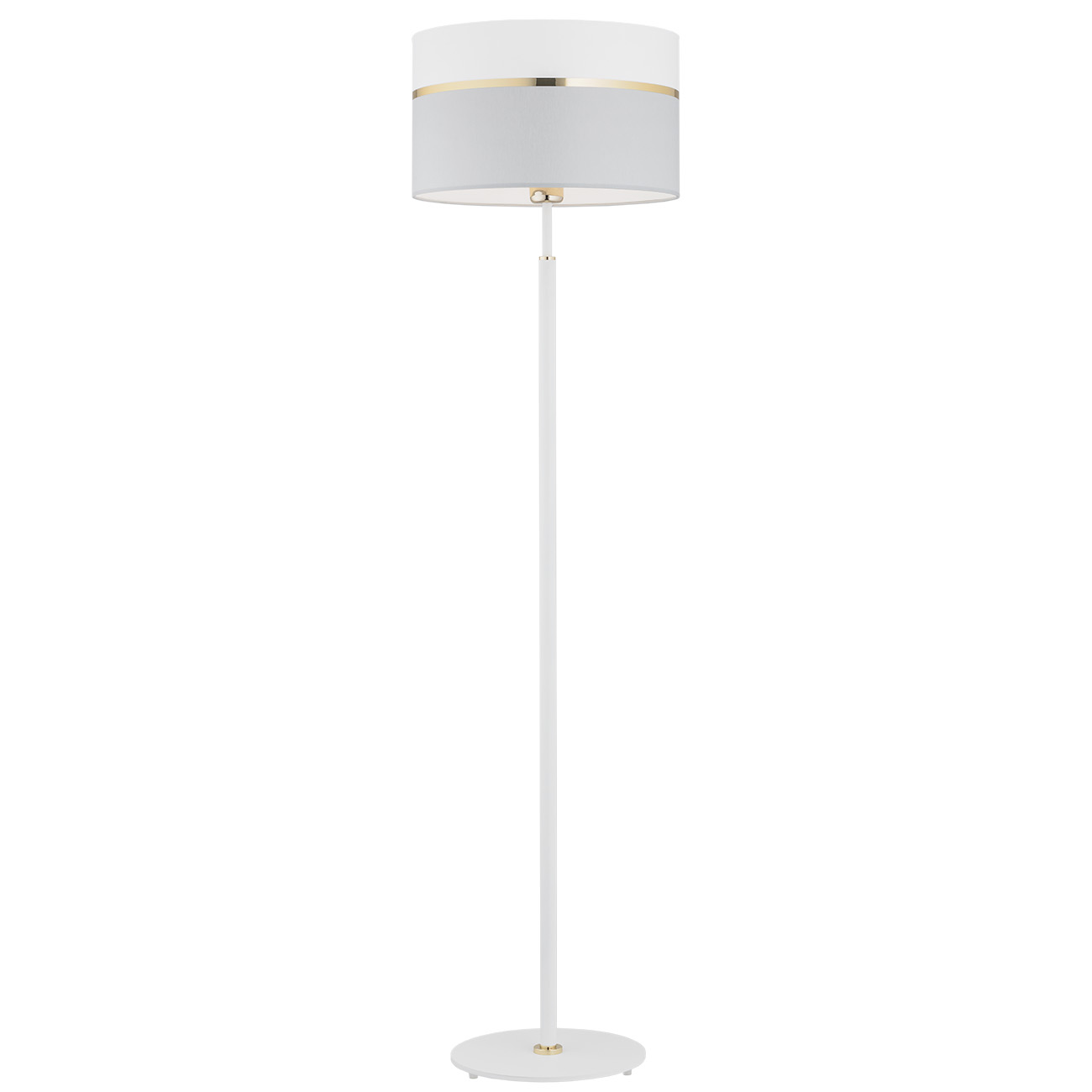 Lampa stojąca KASER szaro-biała ze złotym dekorem 156 cm