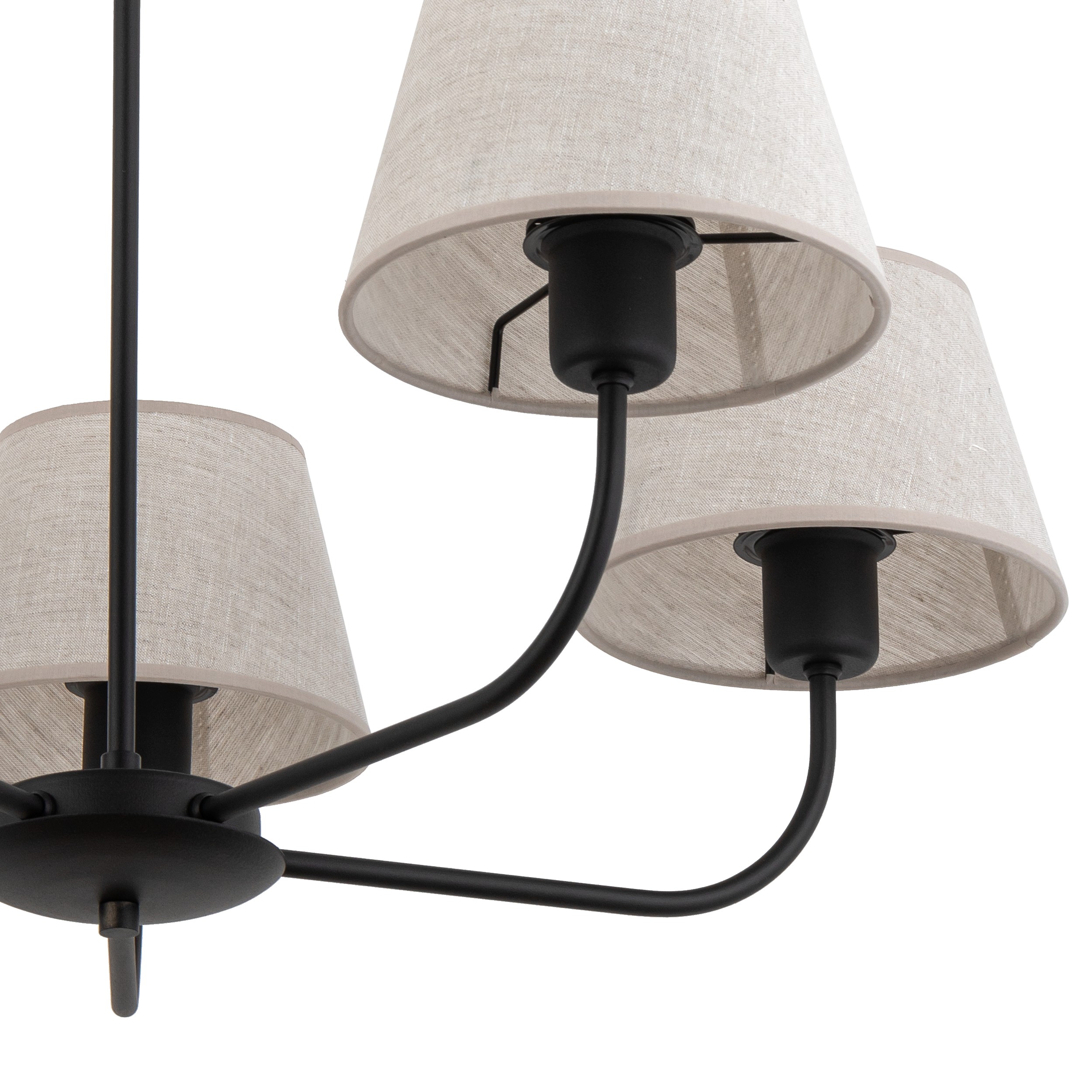 Lampa wisząca CHICAGO czarna z brązowymi kloszami z tkaniny 86x68x65cm - TK_3989