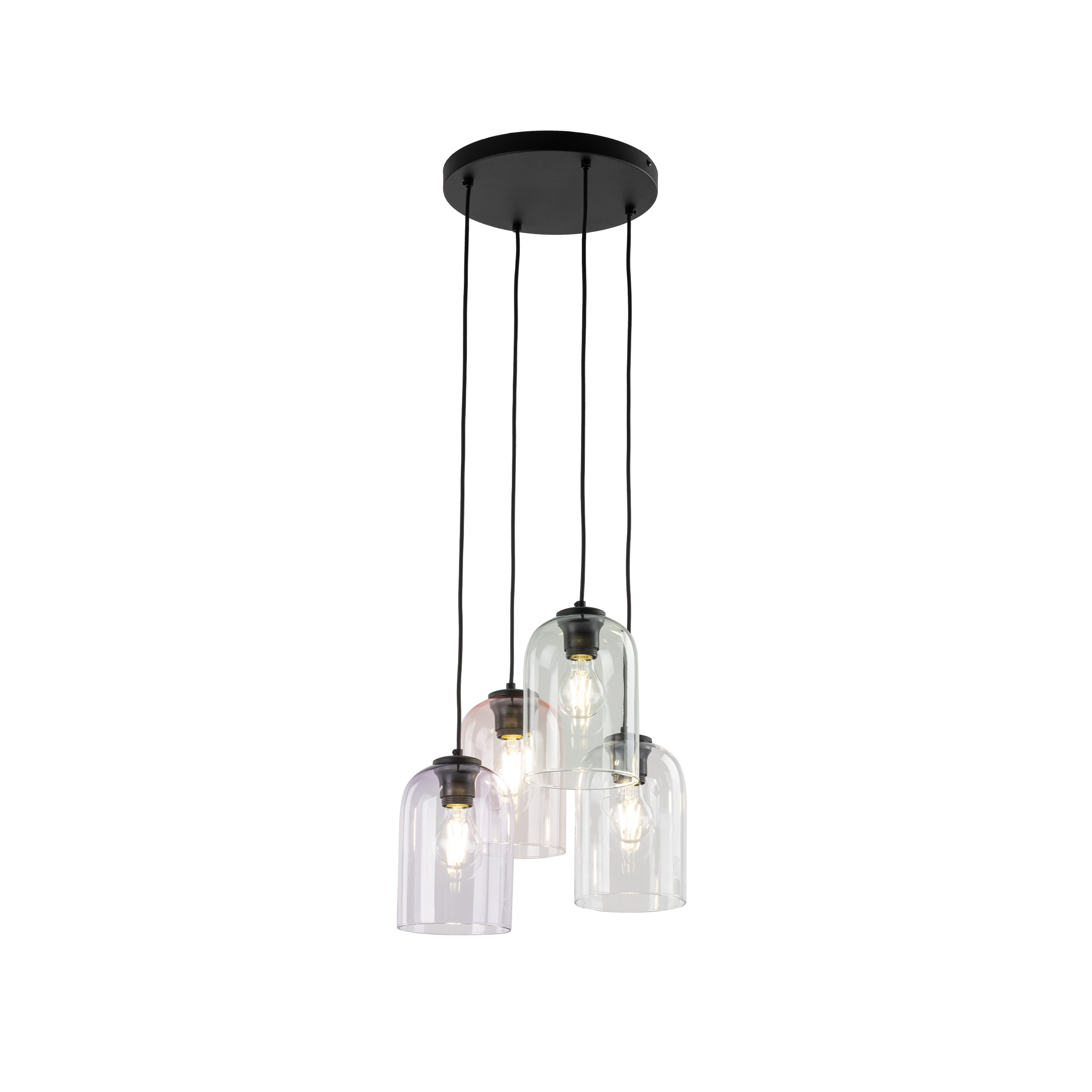 Lampa wisząca MOLLY czarna różnokolorowe transparentny różowy zielony fioletowy klosz 150x38cm - TK_10301
