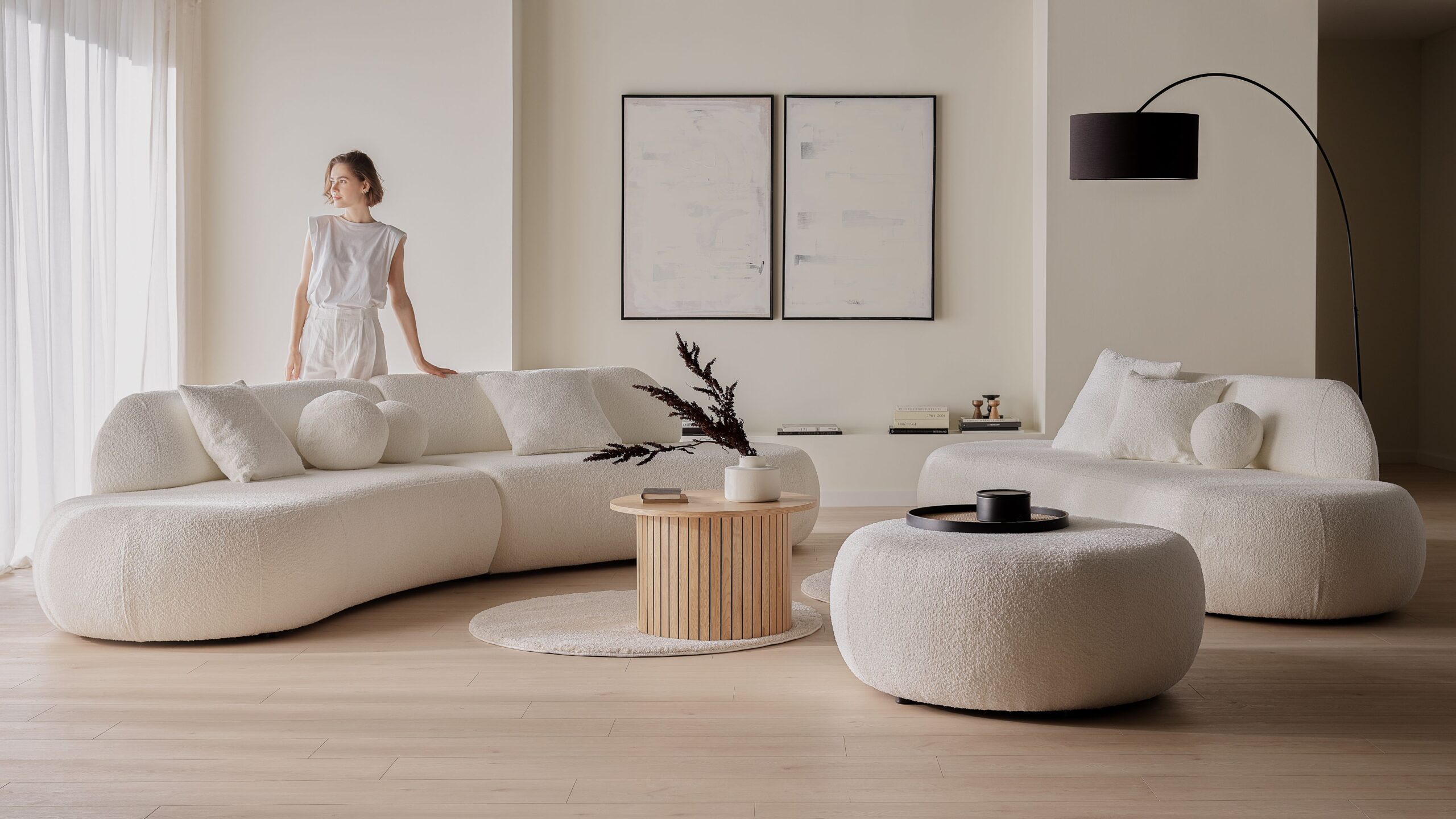Sofa modułowa SOUL ARMLESS - tkanina Abriamo 04 kremowy - SOUL_SOF_ABRIAMO04