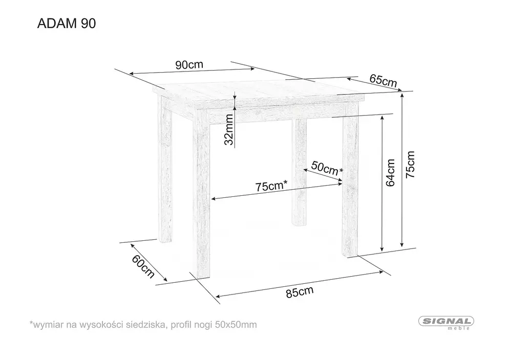 Stół ADAM płyta laminowana Dąb sonoma 65x90 Signal - ADAMDS90