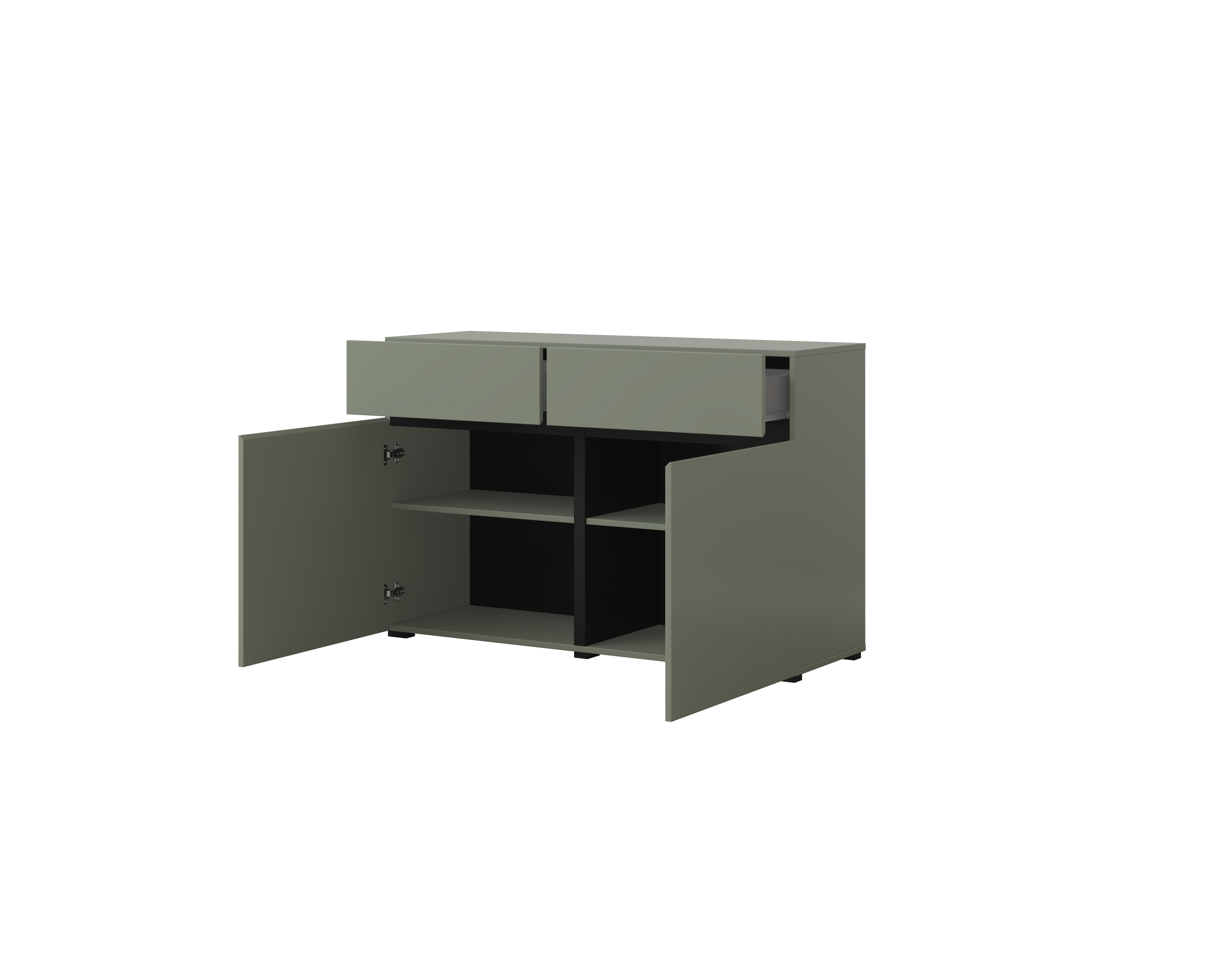 Komoda 2-drzwiowa z 2 szufladami CROSS - zielony, czarny 120cm - 24GWMY45