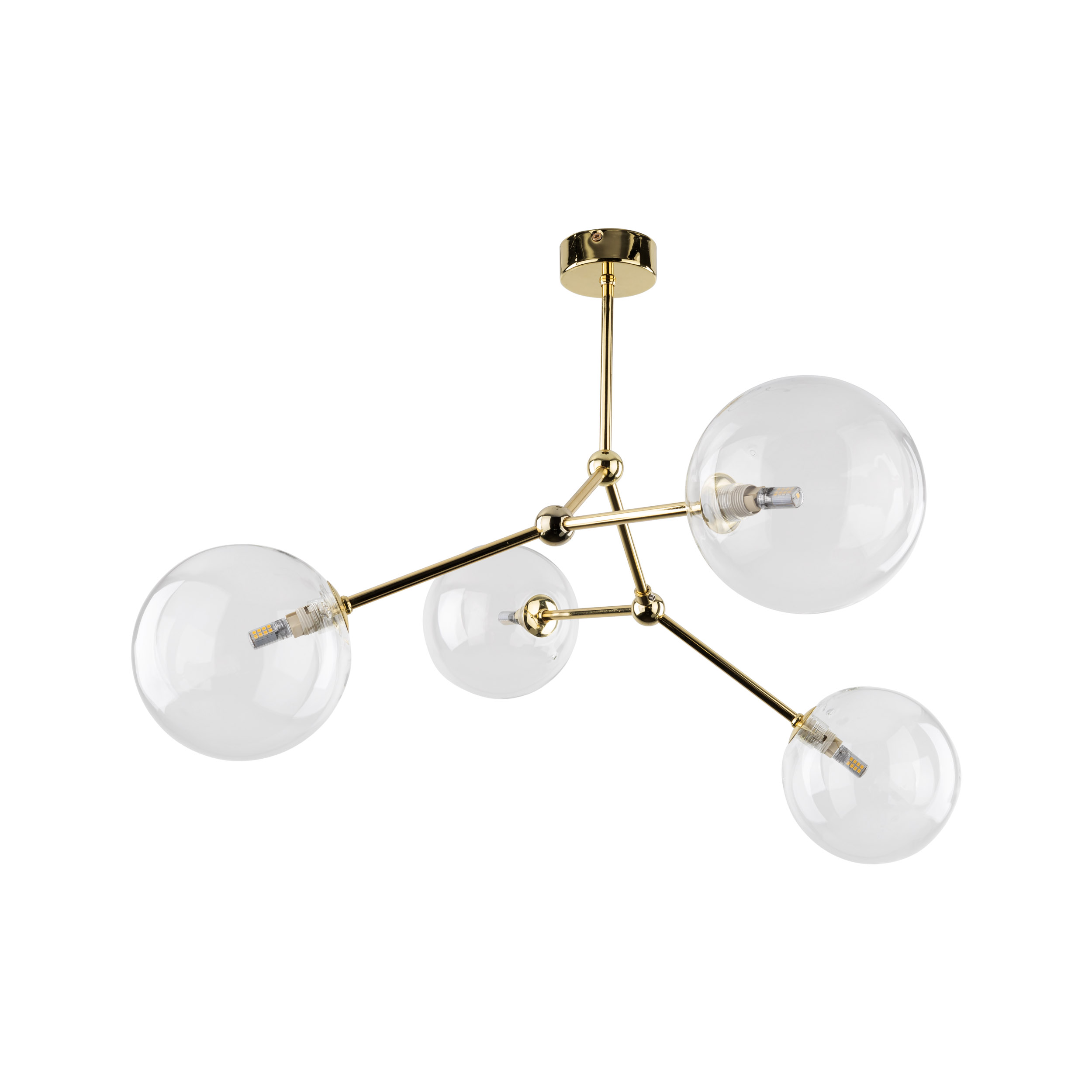 Lampa sufitowa FAIRY złota z transparentnymi szklanymi okrągłymi kloszami 70x55x50cm - TK_10070