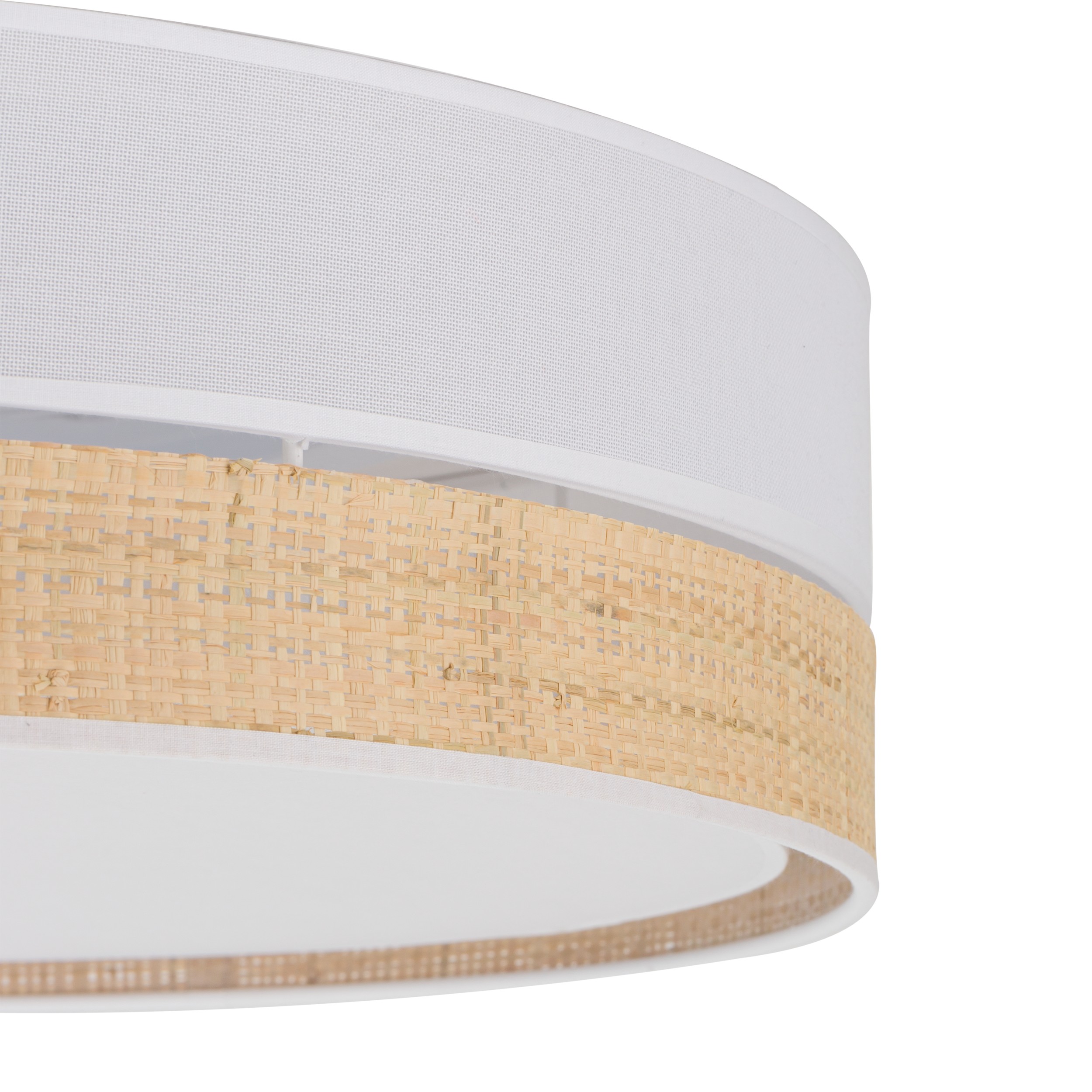 Lampa sufitowa PAGLIA biała z pierścieniem z tkaniny plecionki 45x15cm - TK_4764