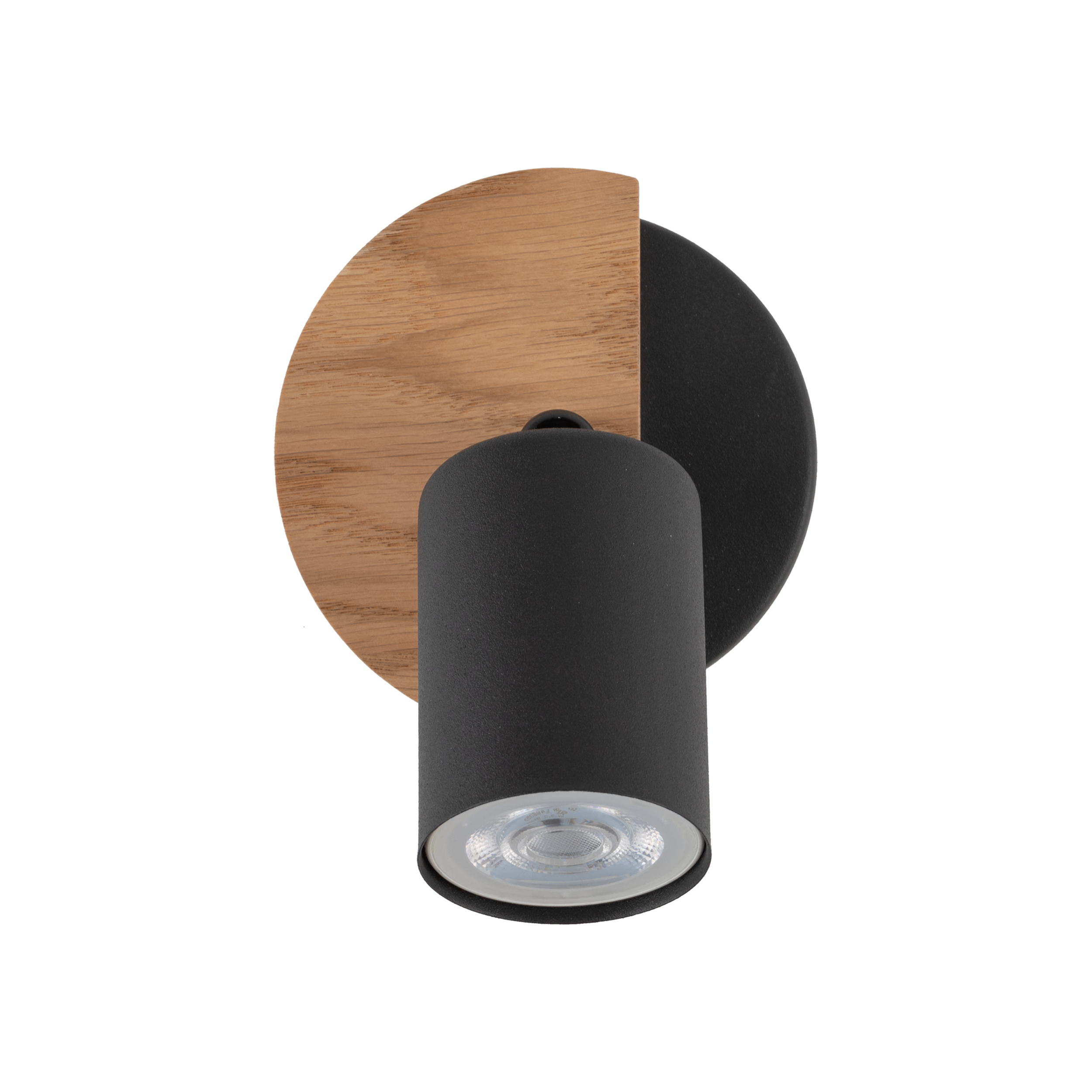 Lampa sufitowa / Kinkiet COVER czarna z drewnianym elementem regulowana 15x14x11cm - TK_4673