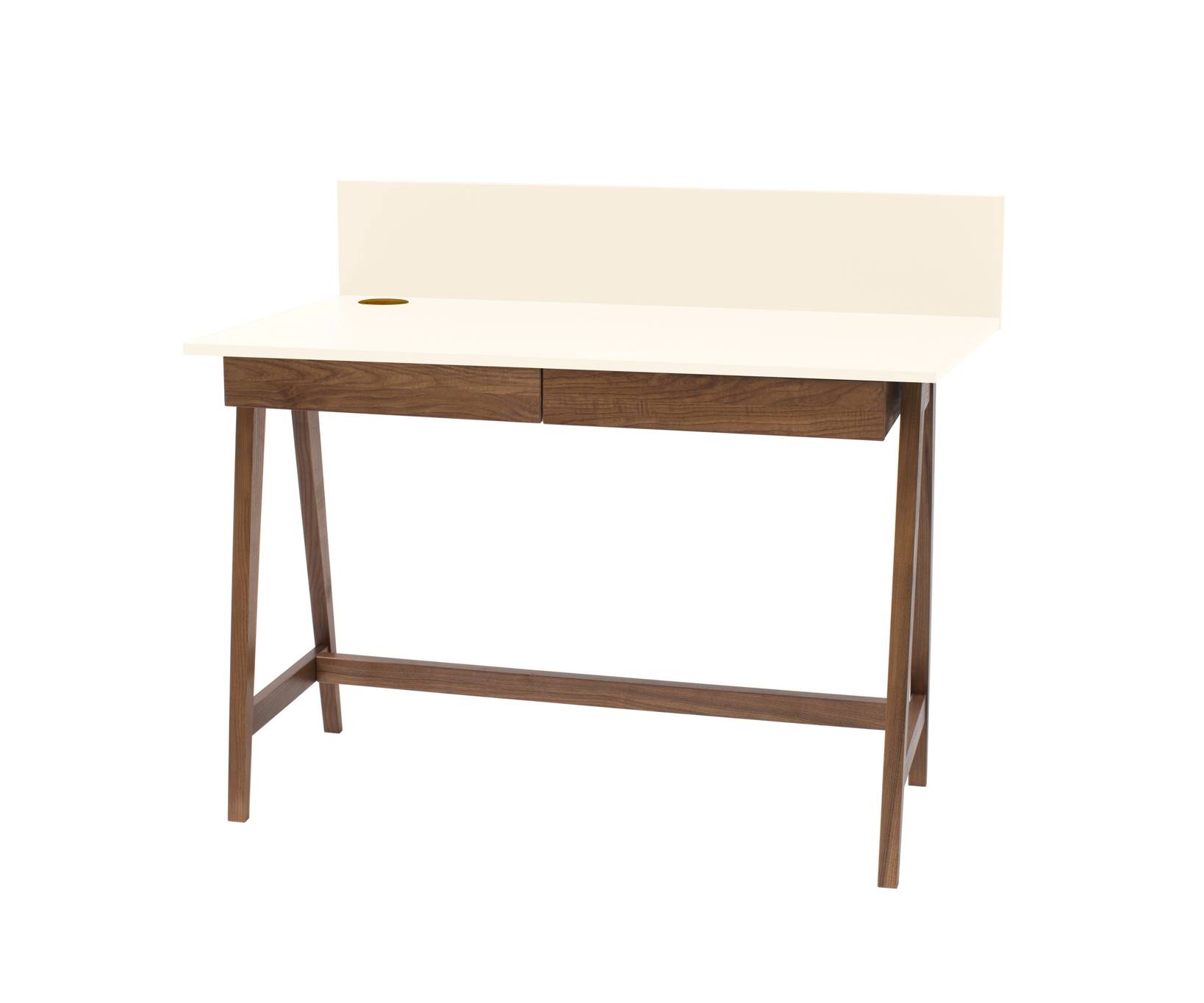 Biurko z 2 szufladami i panelem LUKA 110x50cm kremowe nogi w kolorze dębu