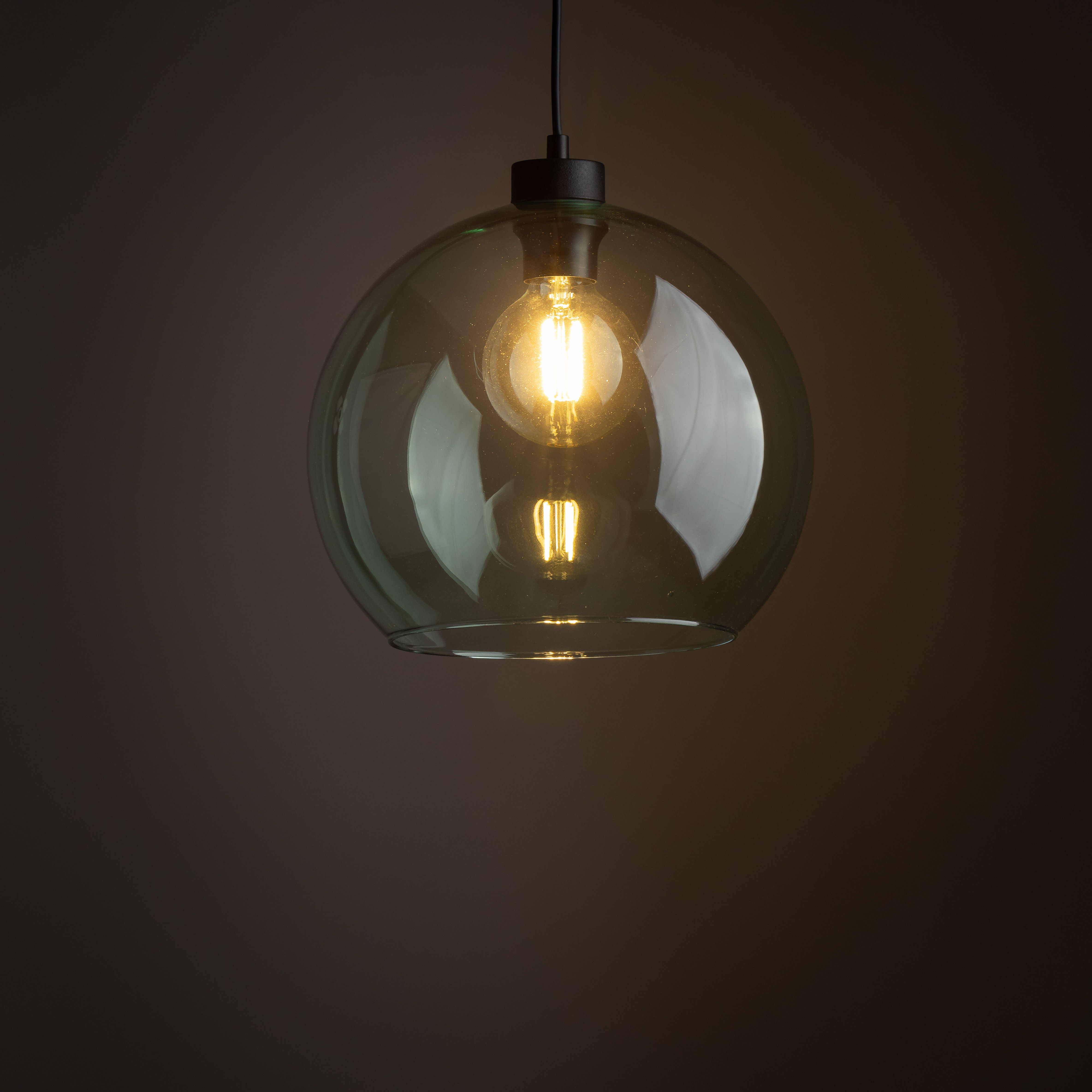 Lampa wisząca CUBUS czarna z zielonym okrągłym szklanym kloszem 175x30cm - TK_6778