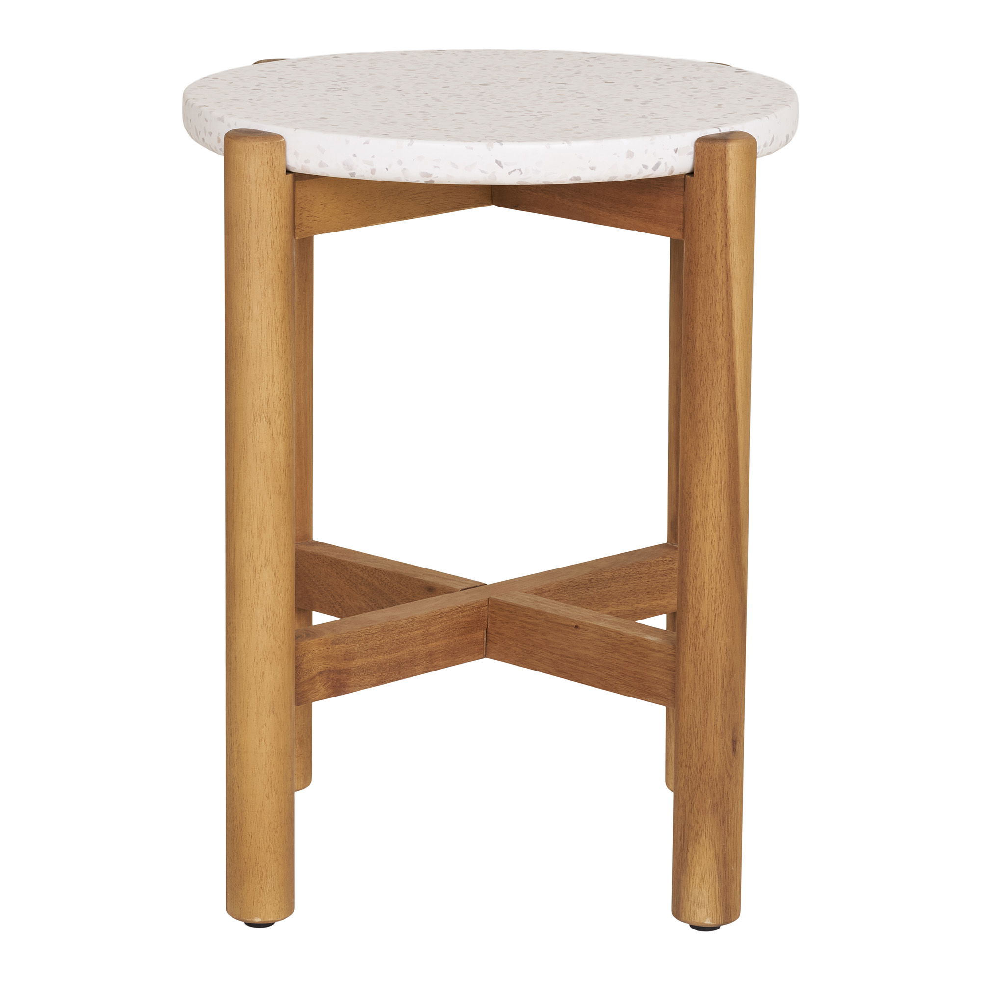 Stolik kawowy okrągły TERRACINA lastryko, akacja FI 37 cm - biały, naturalny - 7521000