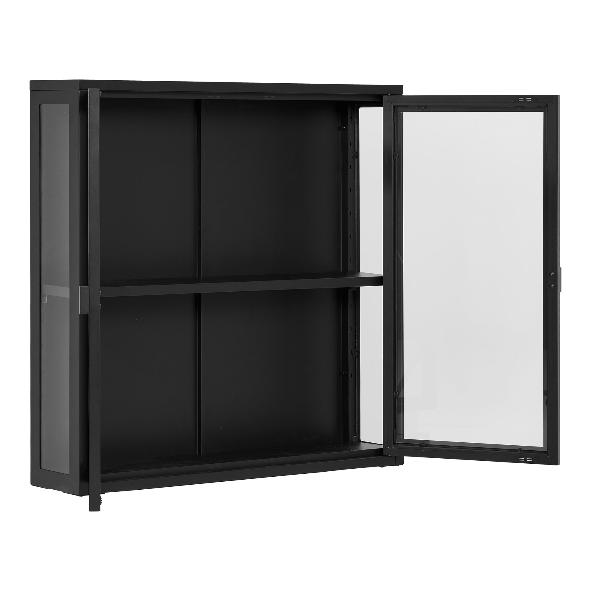 Witryna wisząca 2-drzwiowa BRISBANE przeszklone boki 80x18x80 cm - czarna - 3003010