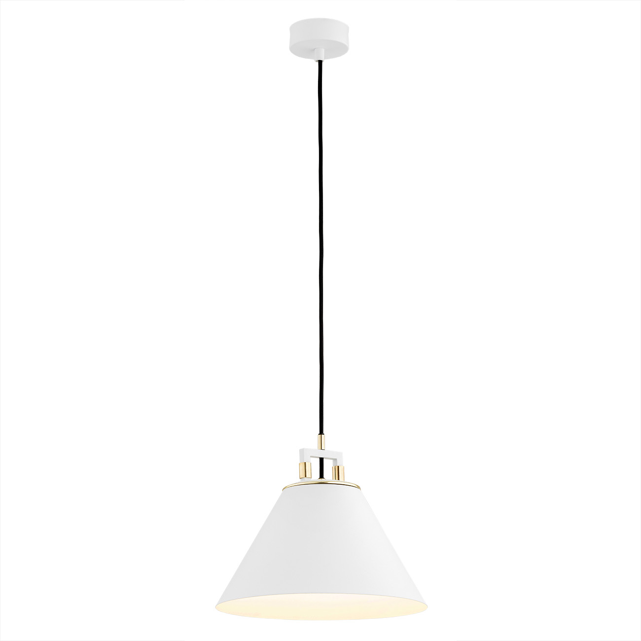 Lampa wisząca ORTE biały mosiądz z czarnym przewodem 105x28cm